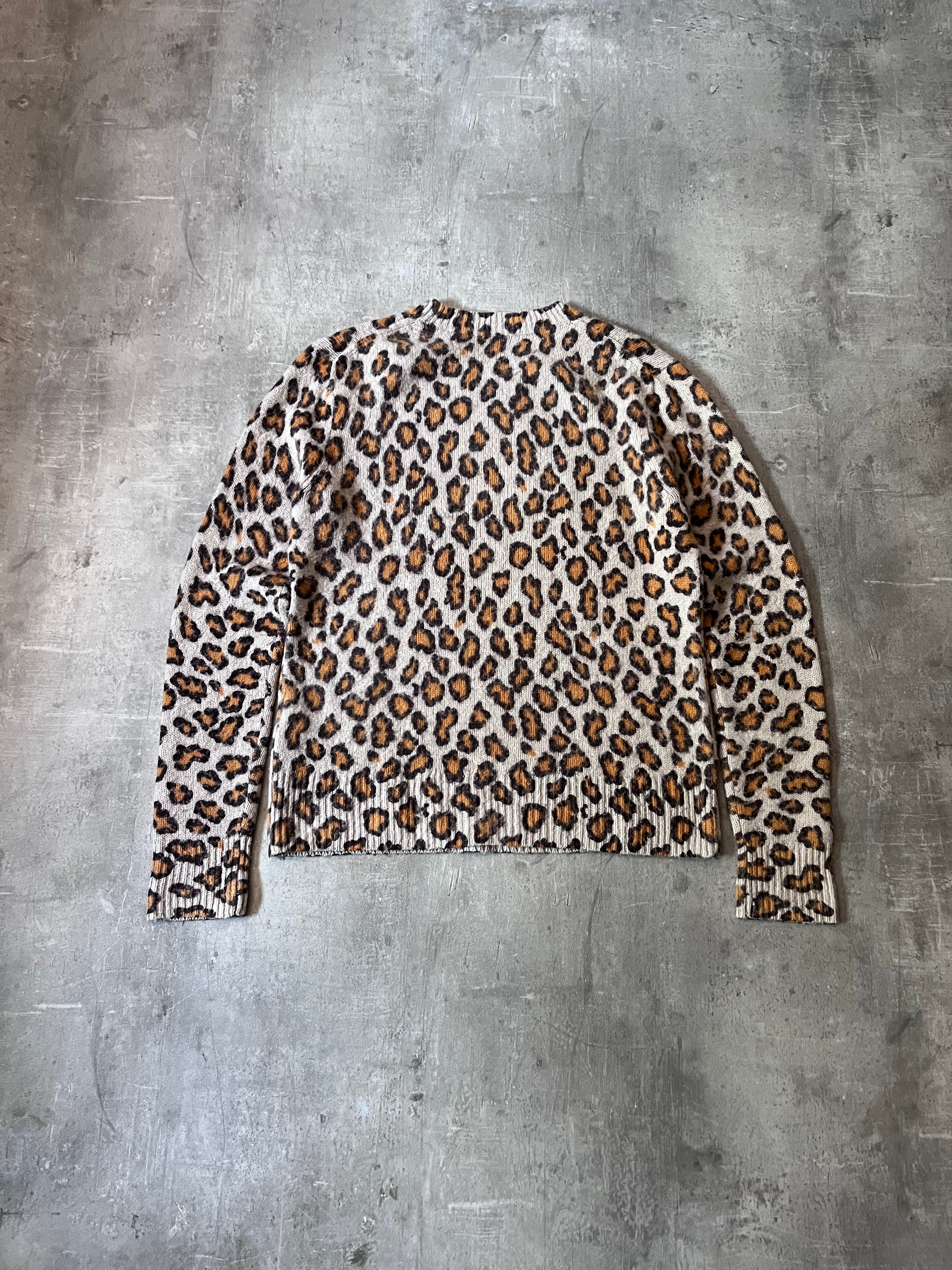 Acne Studios Peele Leopard Print Wool Cashmere Sweater Men Beige - M