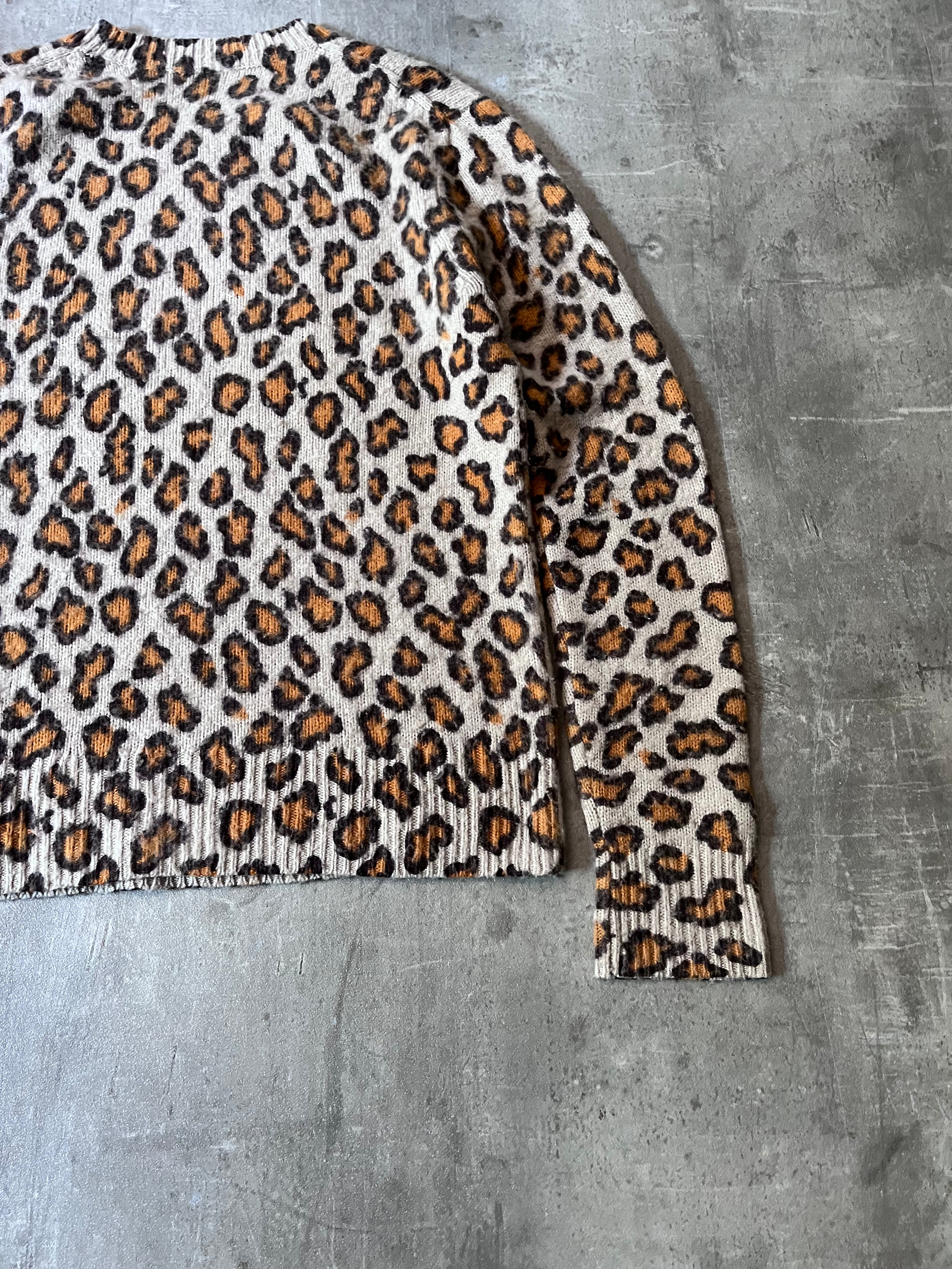 Acne Studios Peele Leopard Print Wool Cashmere Sweater Men Beige - M
