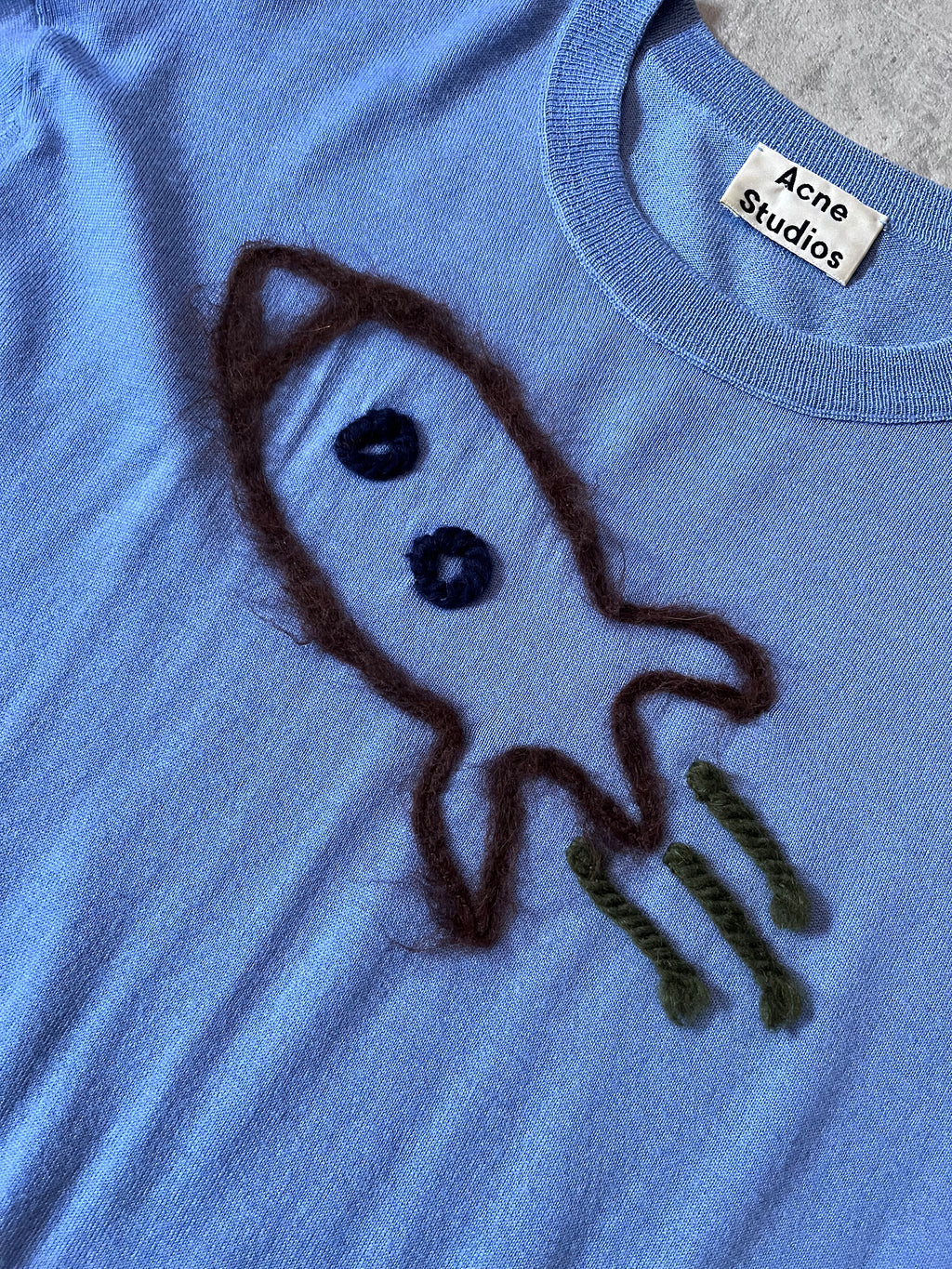 Acne Studios Fuzzy Rocket Embroidered Wool Sweater Blue Men - M