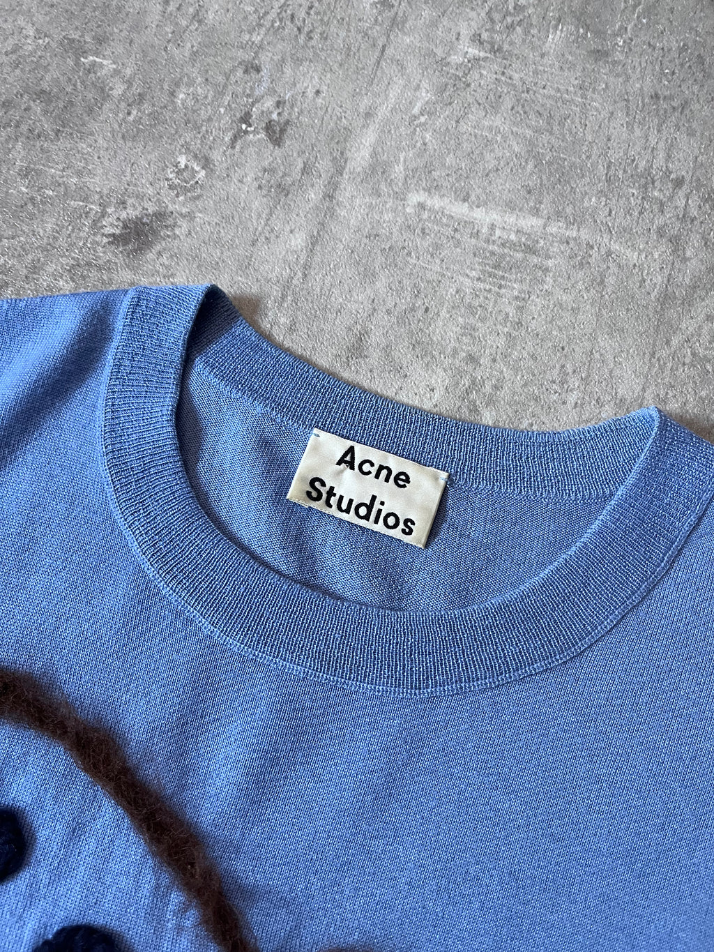 Acne Studios Fuzzy Rocket Embroidered Wool Sweater Blue Men - M