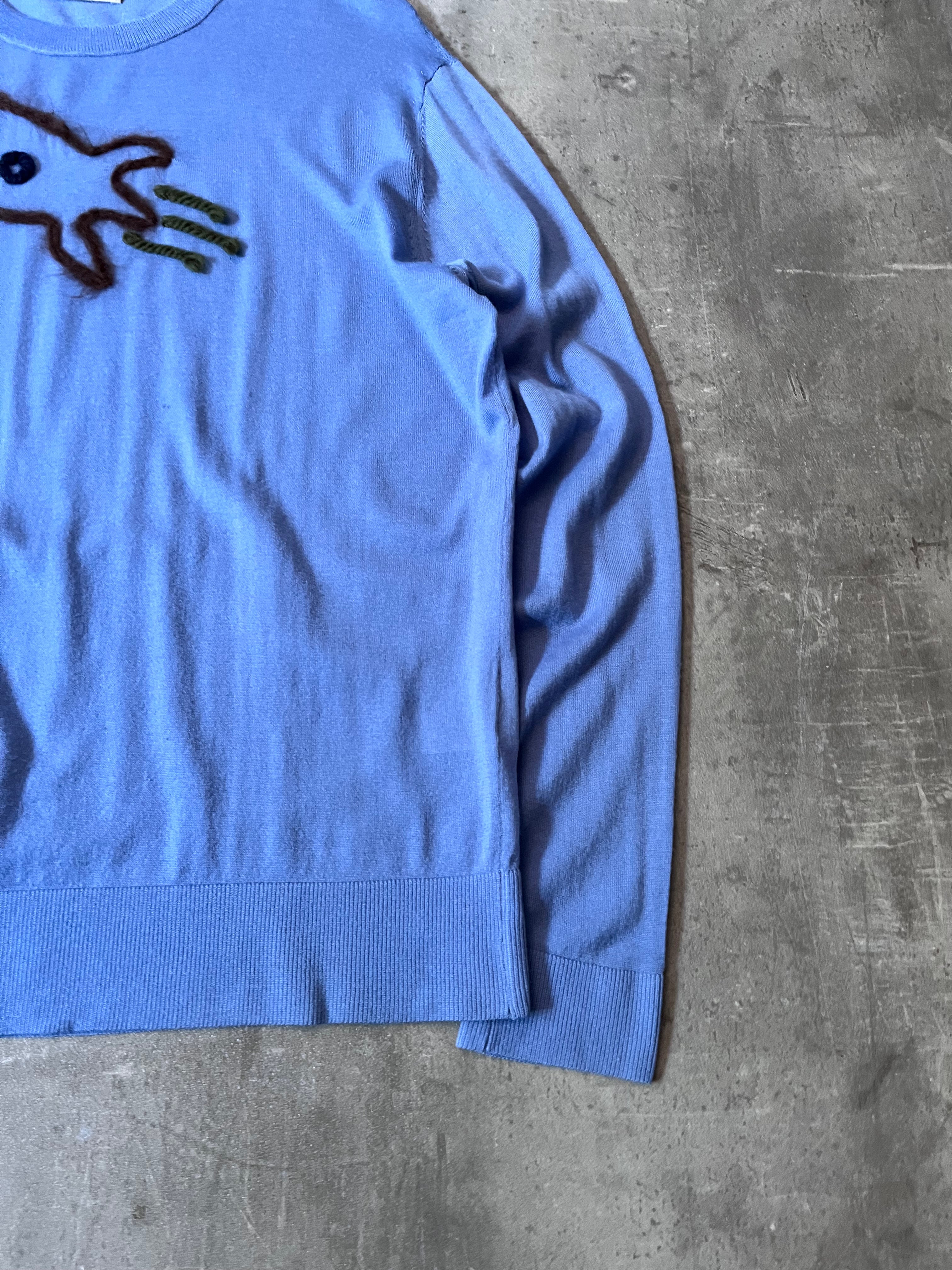 Acne Studios Fuzzy Rocket Embroidered Wool Sweater Blue Men - M