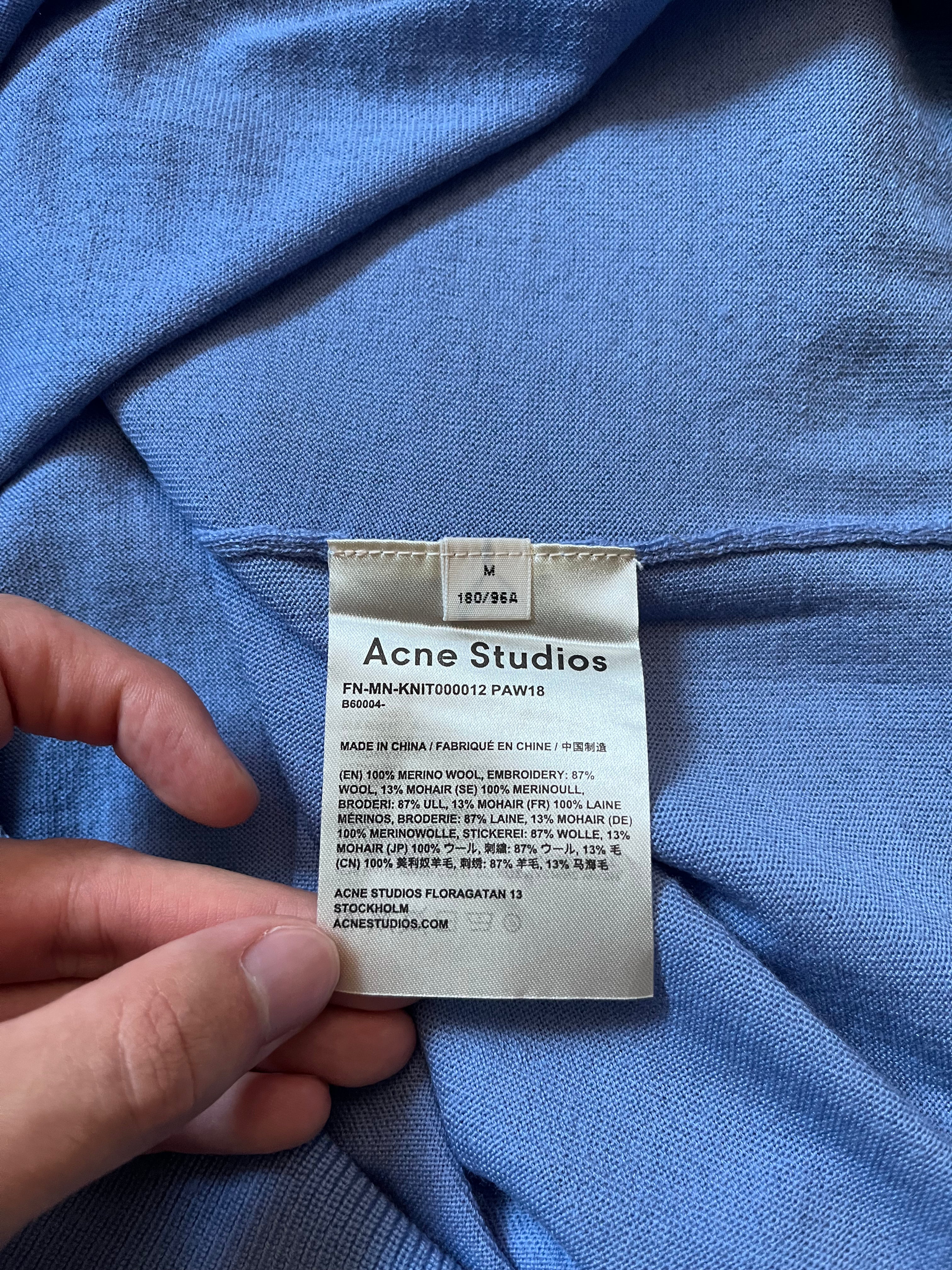 Acne Studios Fuzzy Rocket Embroidered Wool Sweater Blue Men - M