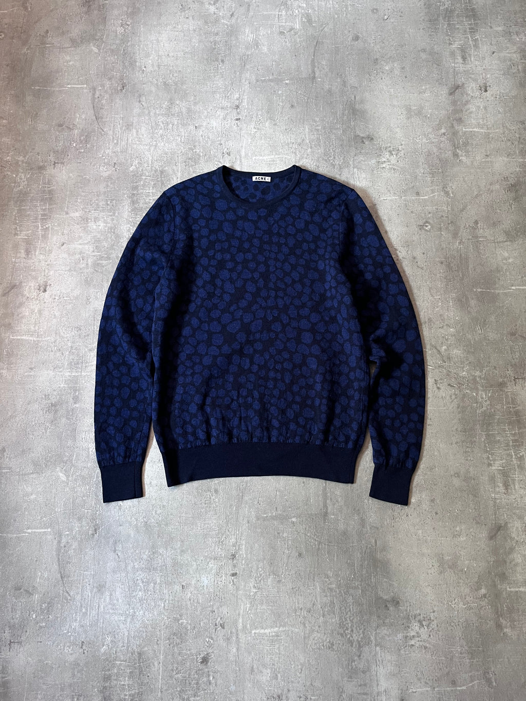 Acne Studios Clissold Animal Print Wool Sweater Navy Men - L
