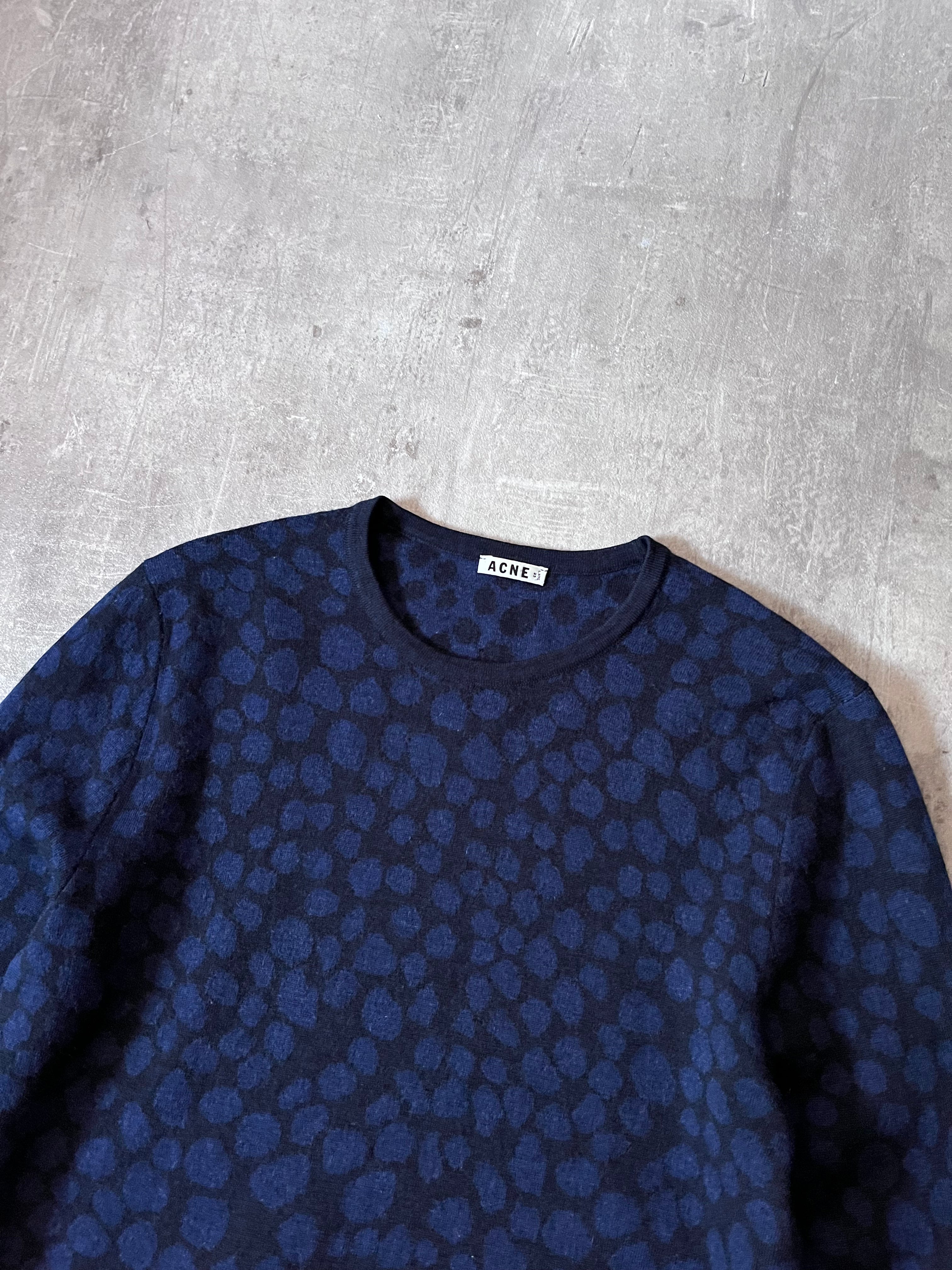 Acne Studios Clissold Animal Print Wool Sweater Navy Men - L