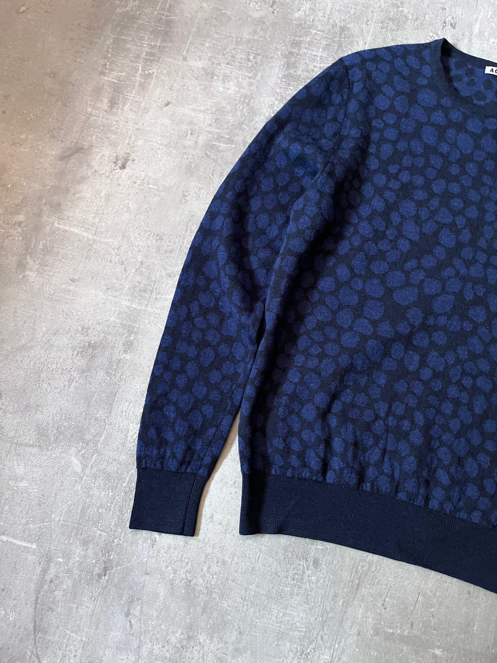 Acne Studios Clissold Animal Print Wool Sweater Navy Men - L