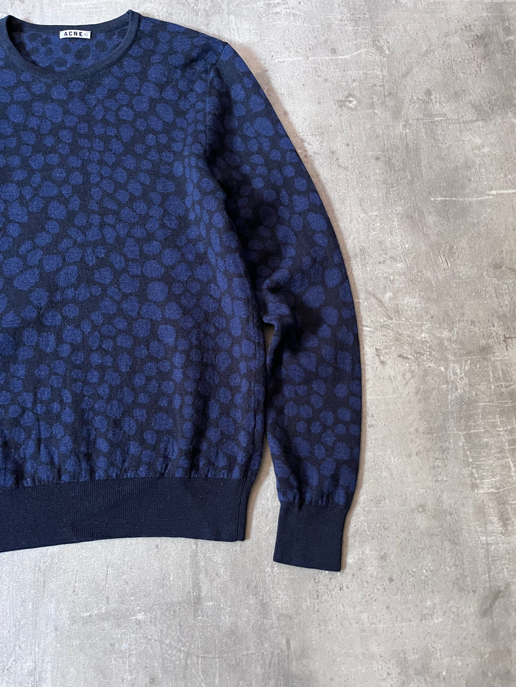 Acne Studios Clissold Animal Print Wool Sweater Navy Men - L