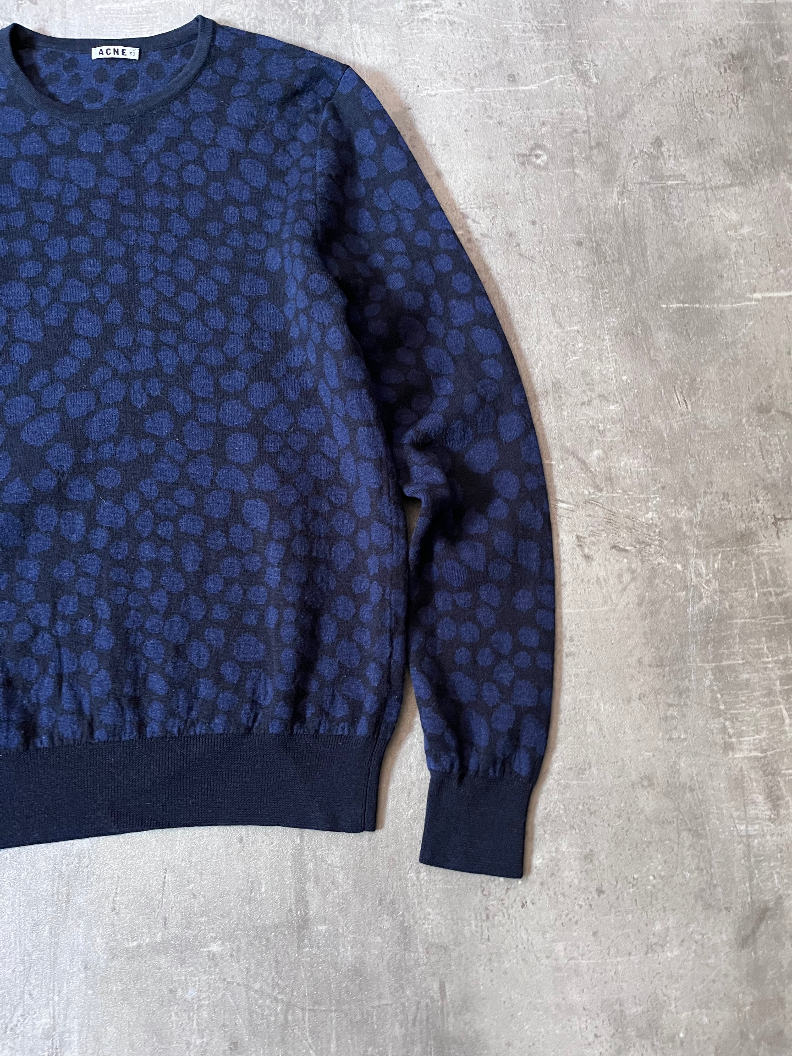 Acne Studios Clissold Animal Print Wool Sweater Navy Men - L