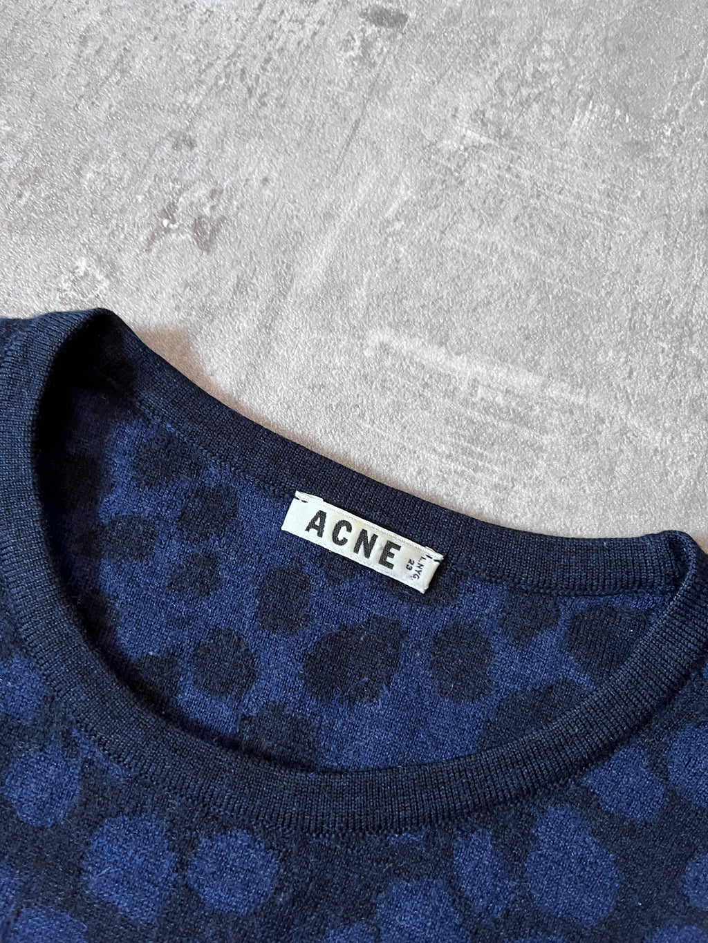 Acne Studios Clissold Animal Print Wool Sweater Navy Men - L
