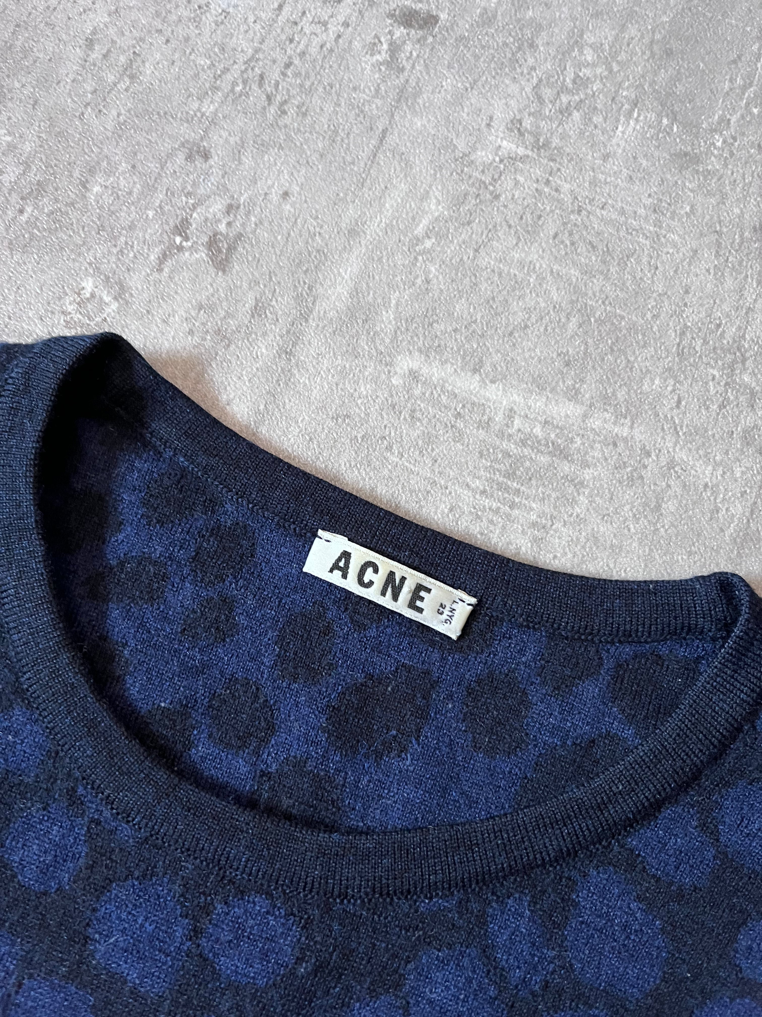 Acne Studios Clissold Animal Print Wool Sweater Navy Men - L