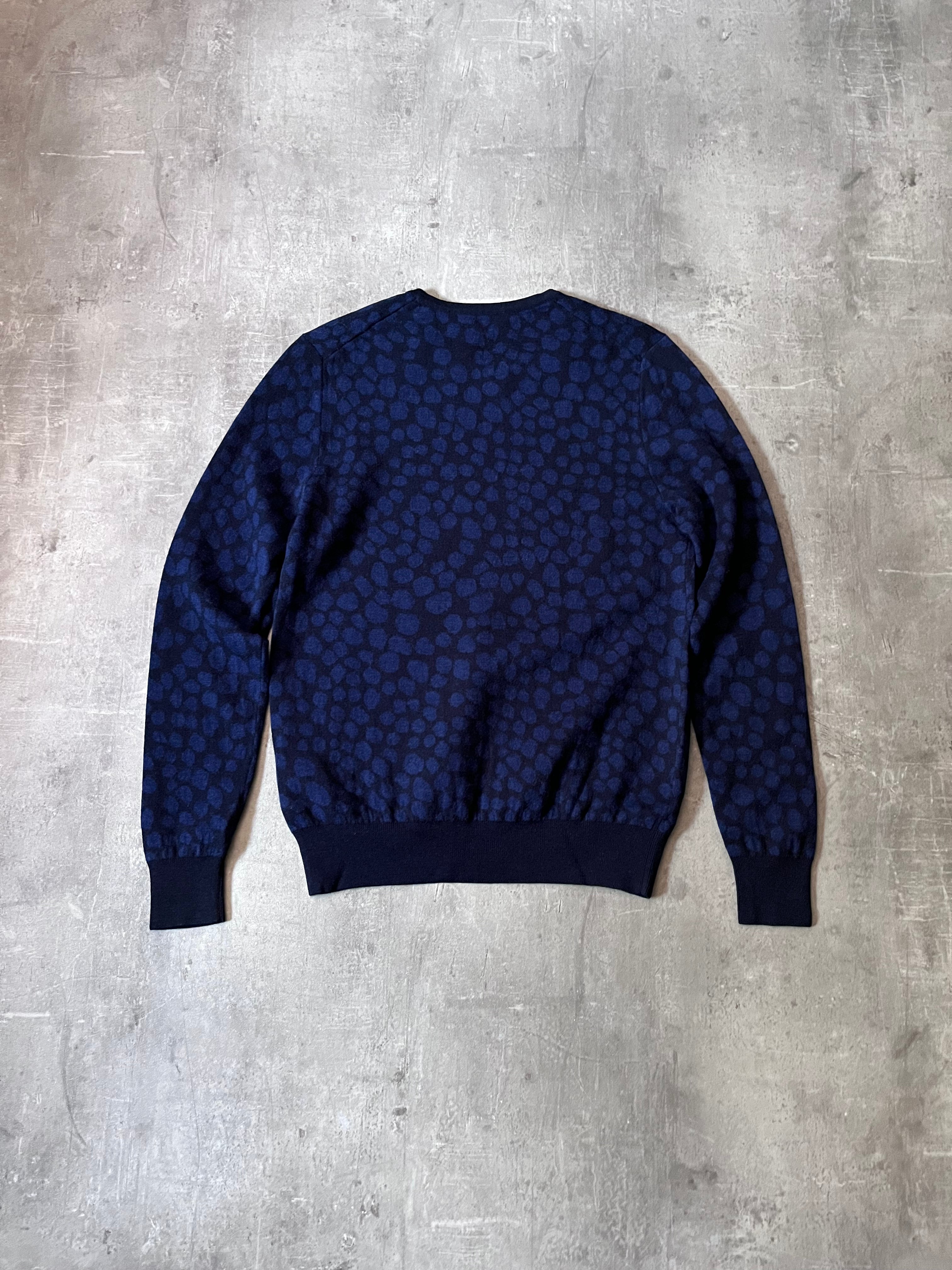 Acne Studios Clissold Animal Print Wool Sweater Navy Men - L