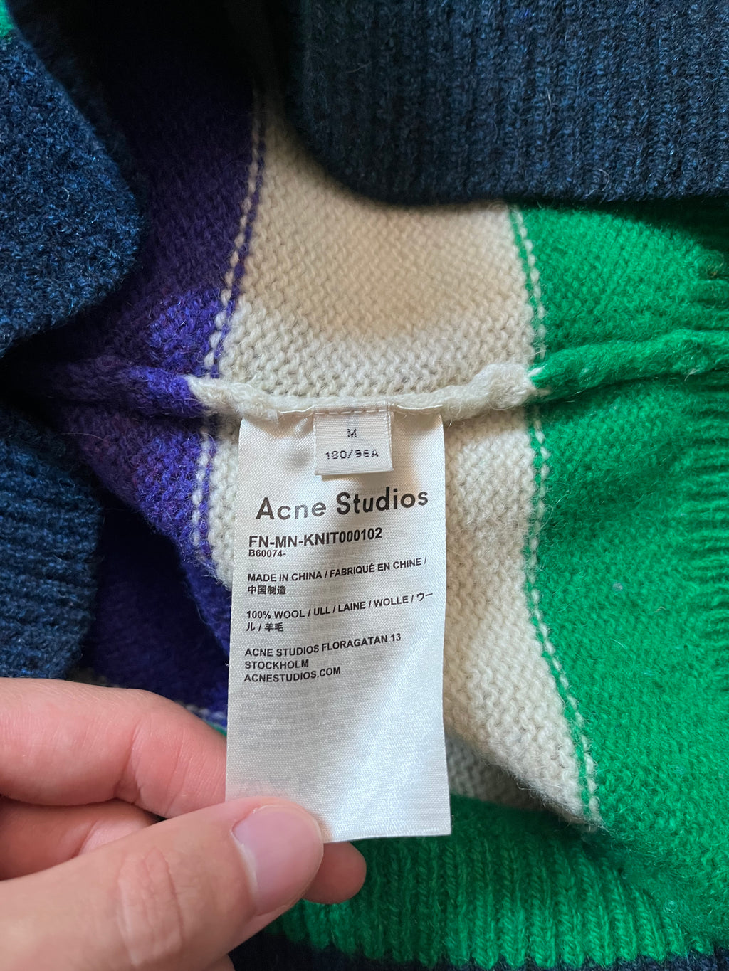 Acne Studios Kai Striped Wool Sweter Multicolor Men - M