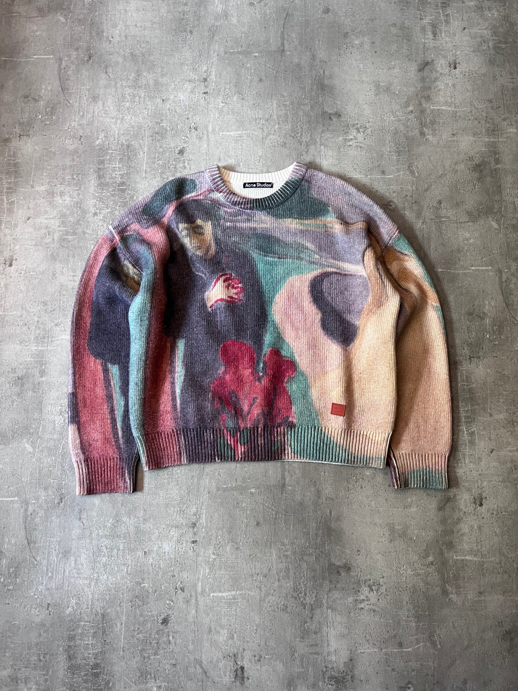 S/S 2022 Acne Studios "Separation" Print by Edvard Munch Wool Sweater Multicolor Men - M