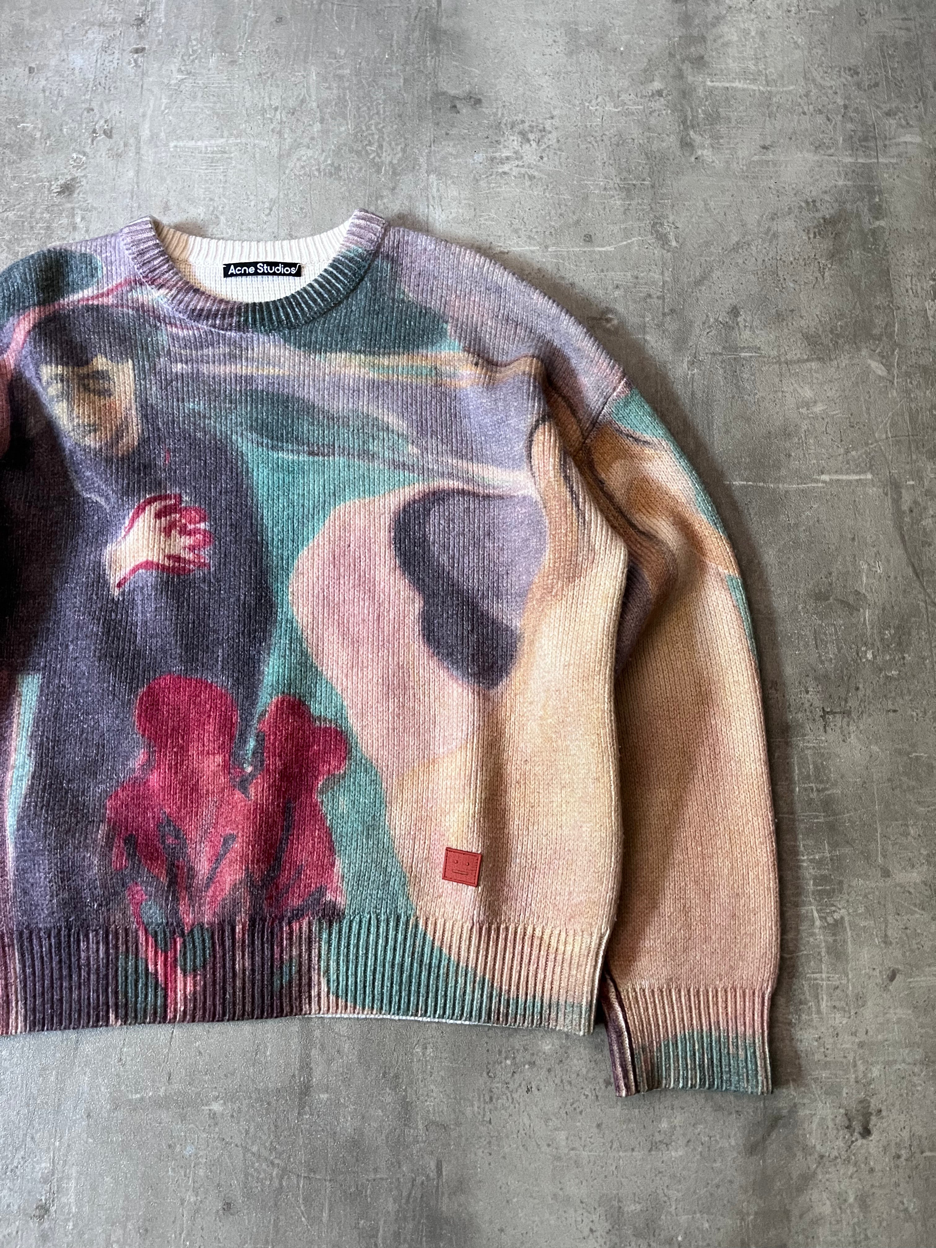 S/S 2022 Acne Studios "Separation" Print by Edvard Munch Wool Sweater Multicolor Men - M