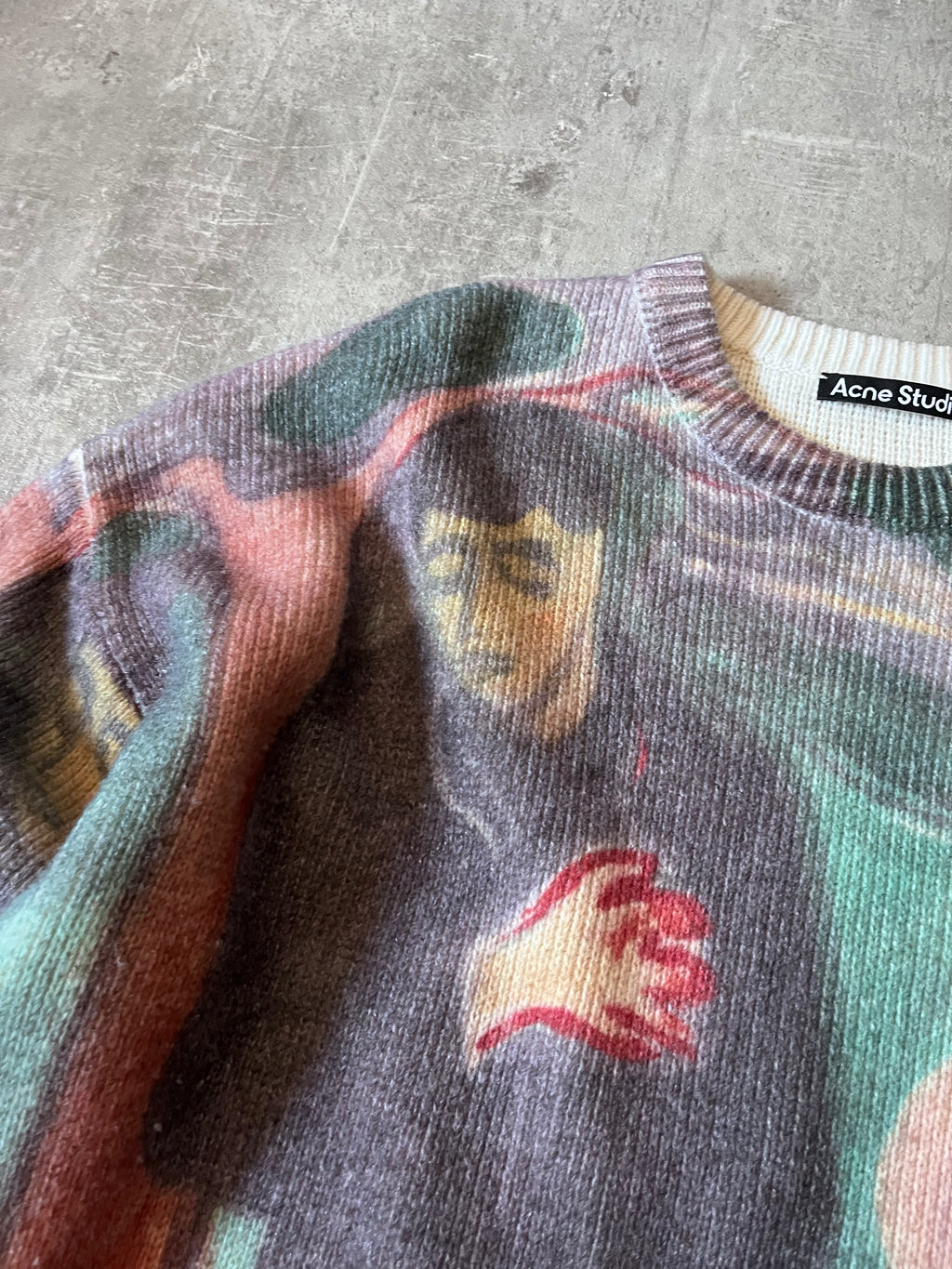 S/S 2022 Acne Studios "Separation" Print by Edvard Munch Wool Sweater Multicolor Men - M
