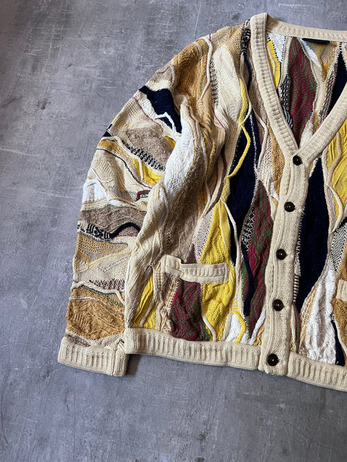 Coogi Vintage 3D Cardigan Linen Cotton Cardigan Sweater Multicolor Men - XL