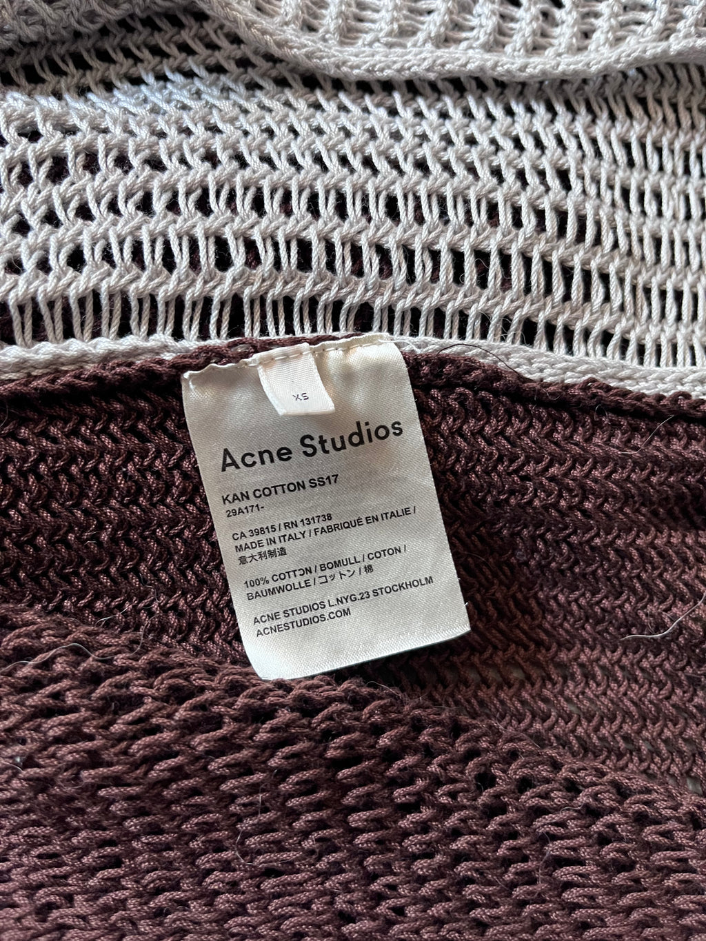 S/S 2017 Acne Studios Kan Cotton Tank Top Men Beige Brown Men - XS
