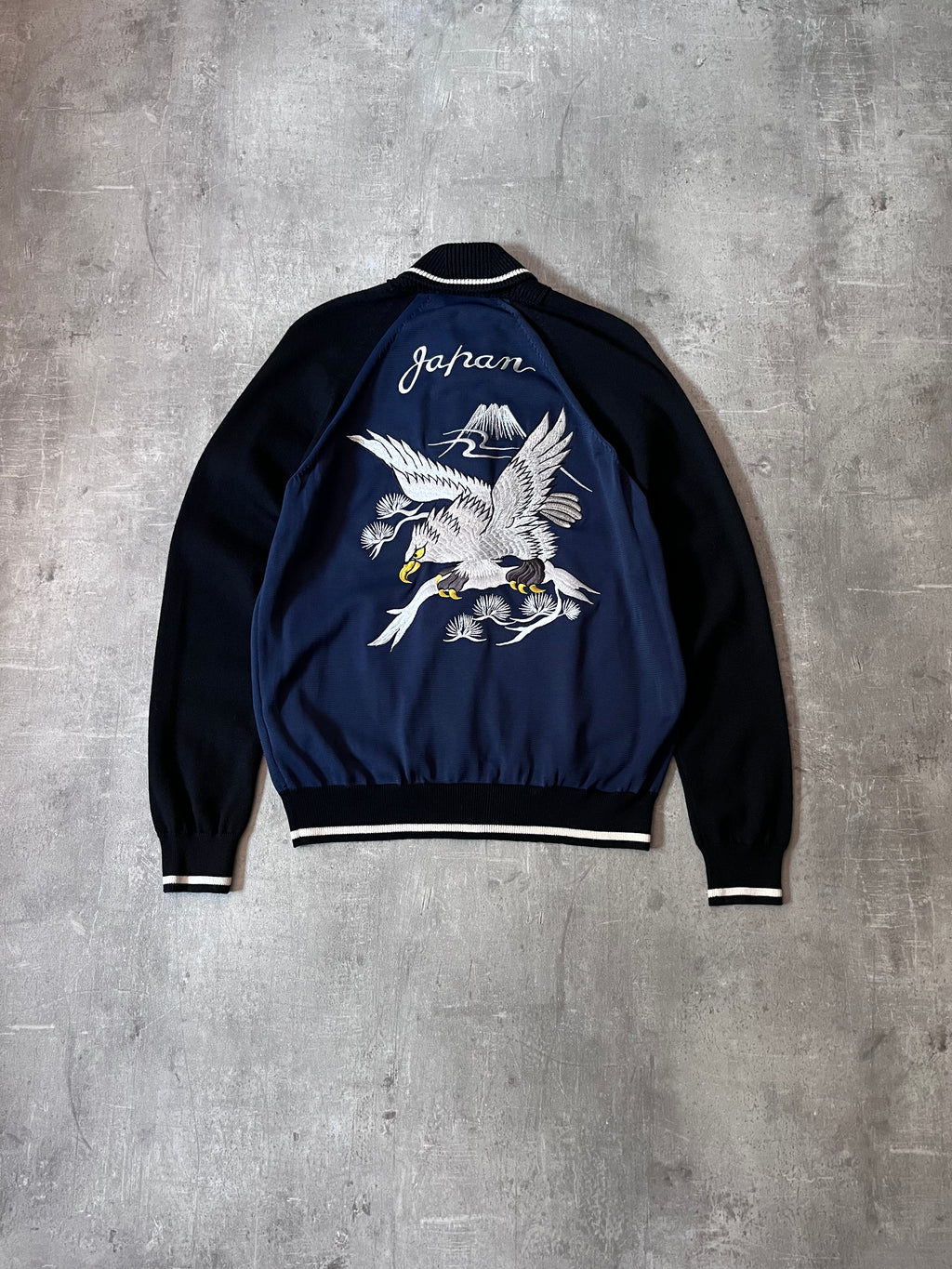 S/S 2017 Comme des Garcons Junya Watanabe Sukajan Knit Jacket Navy Men - M