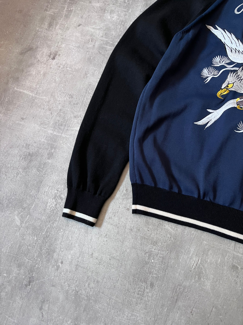 S/S 2017 Comme des Garcons Junya Watanabe Sukajan Knit Jacket Navy Men - M