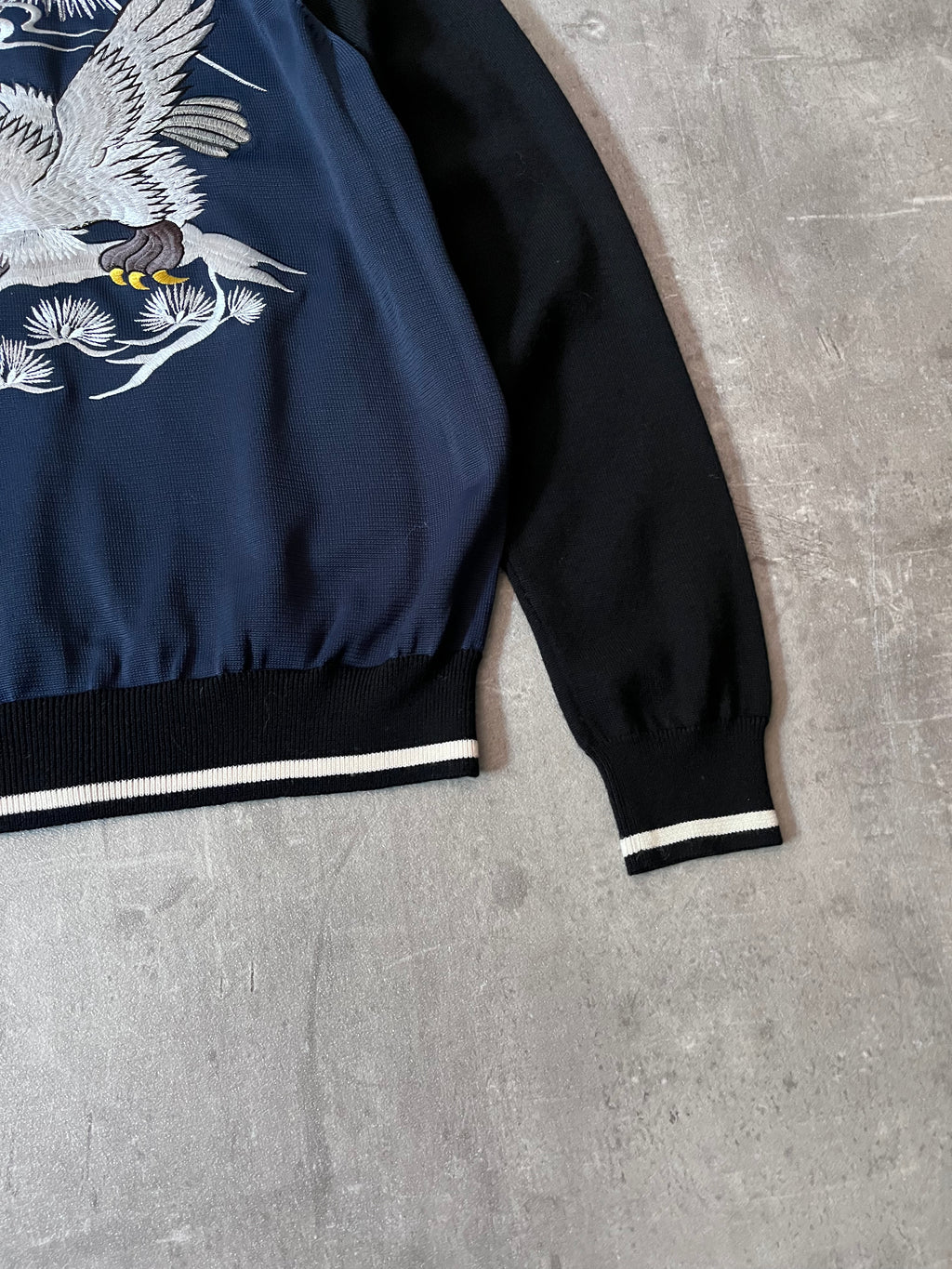 S/S 2017 Comme des Garcons Junya Watanabe Sukajan Knit Jacket Navy Men - M