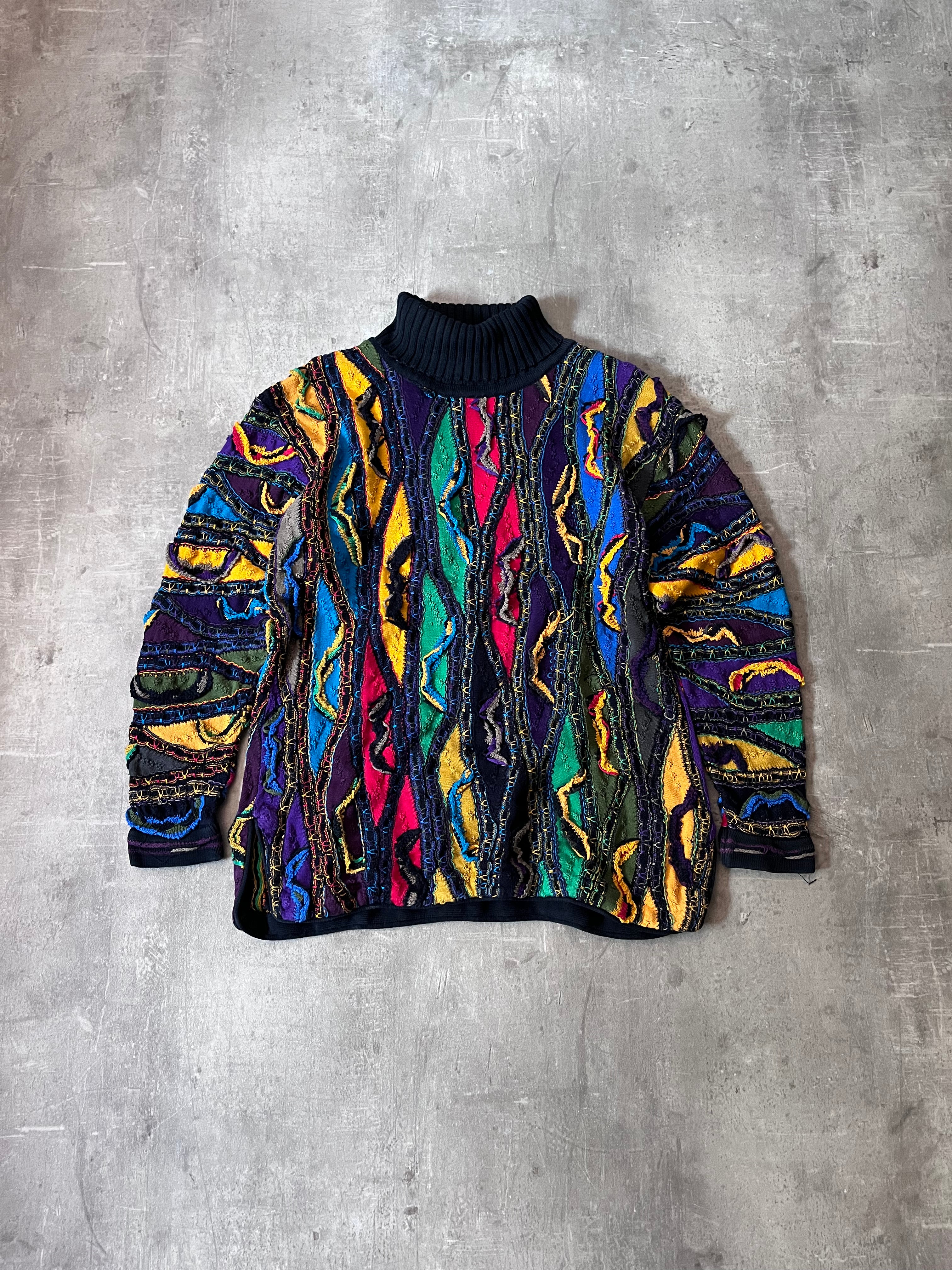 Coogi Vintage Cable Turtleneck Sweter Multicolor Men - M