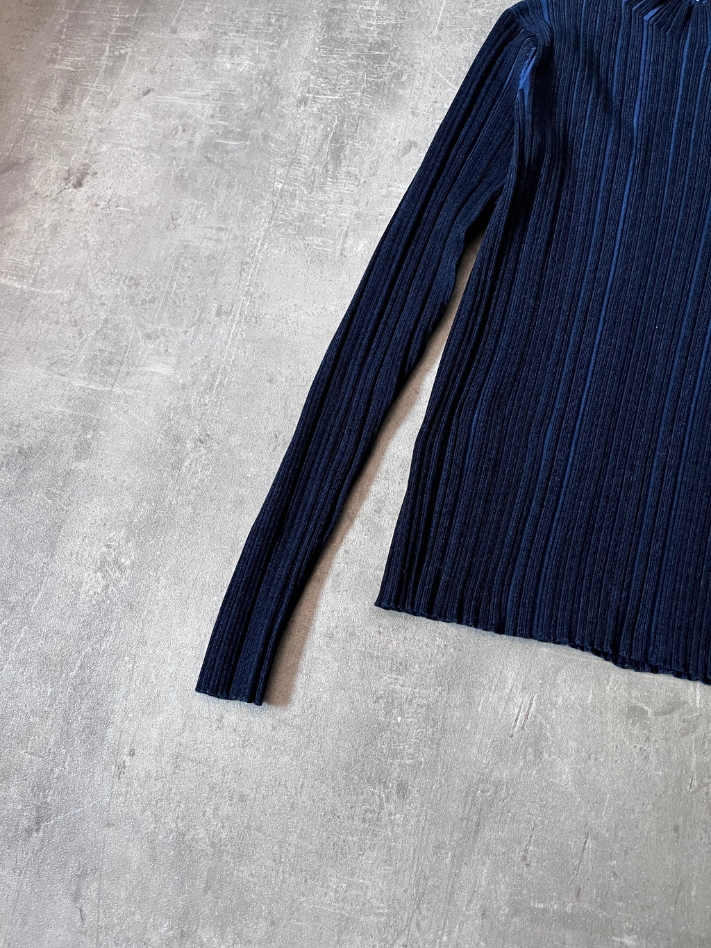 Acne Studios Ribbed Mock Neck Top Sweater Navy Women - L