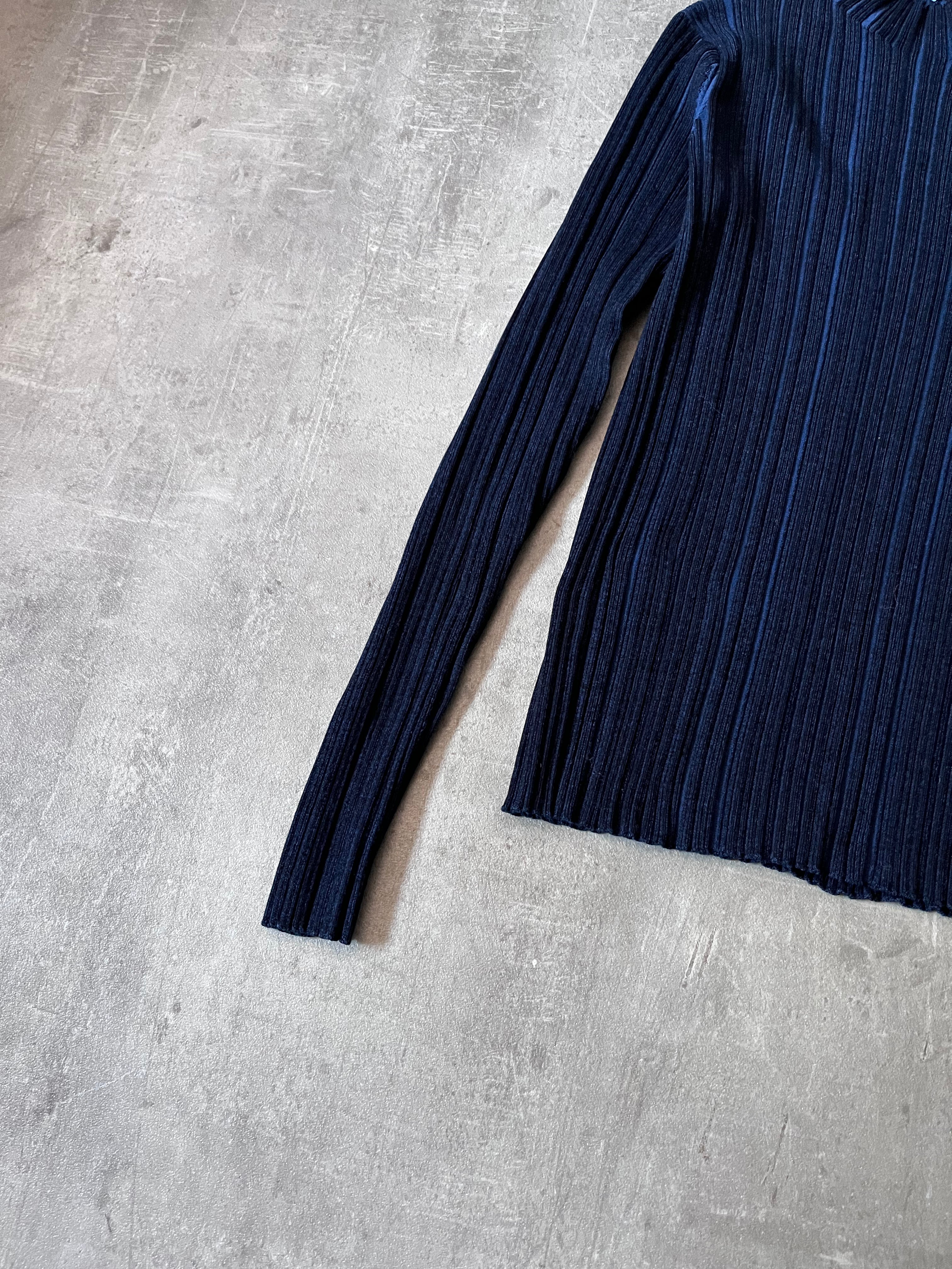 Acne Studios Ribbed Mock Neck Top Sweater Navy Women - L