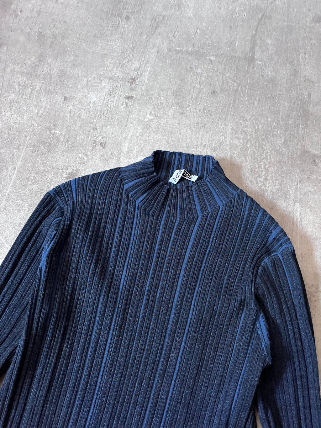 Acne Studios Ribbed Mock Neck Top Sweater Navy Women - L