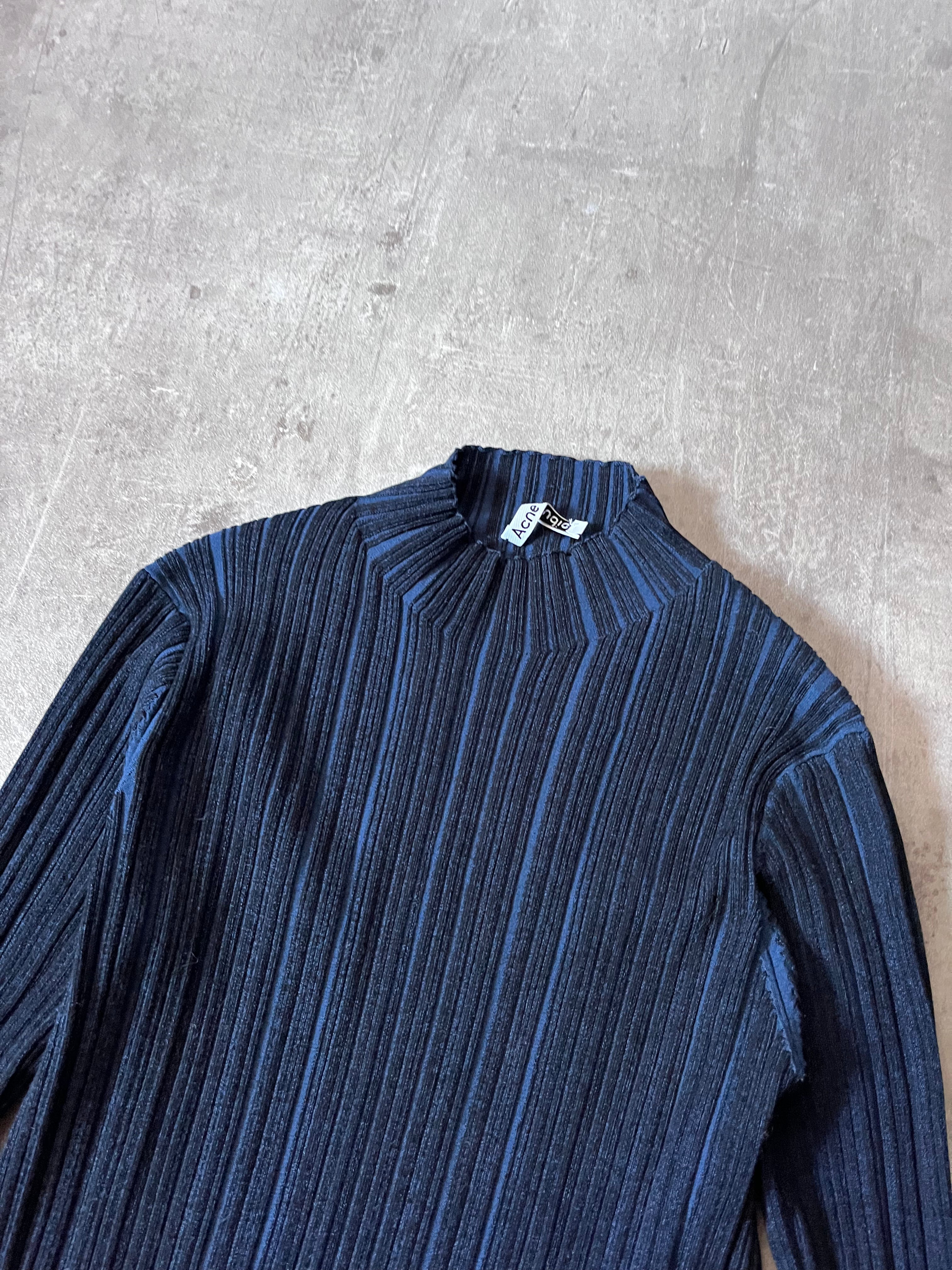 Acne Studios Ribbed Mock Neck Top Sweater Navy Women - L