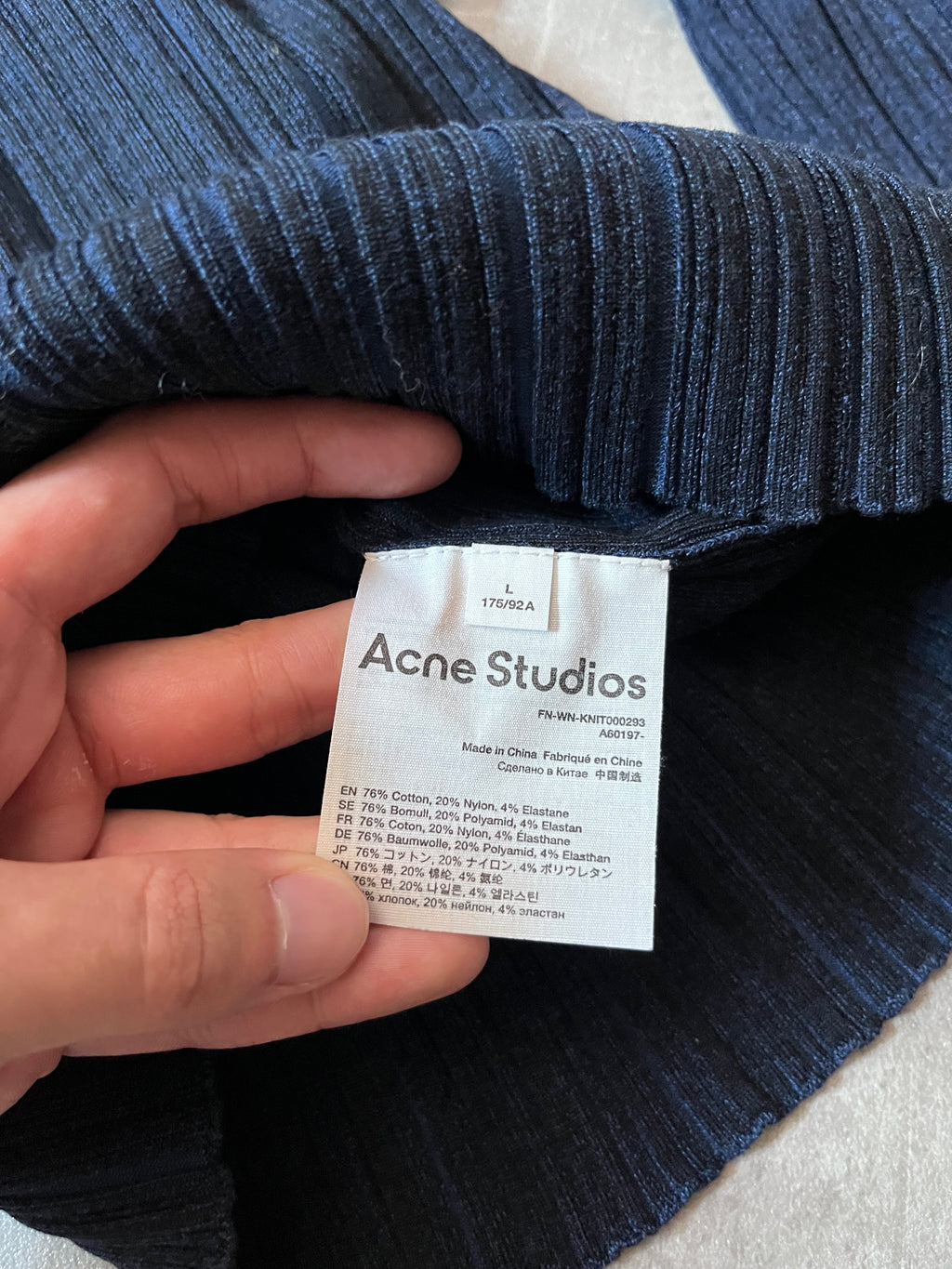 Acne Studios Ribbed Mock Neck Top Sweater Navy Women - L