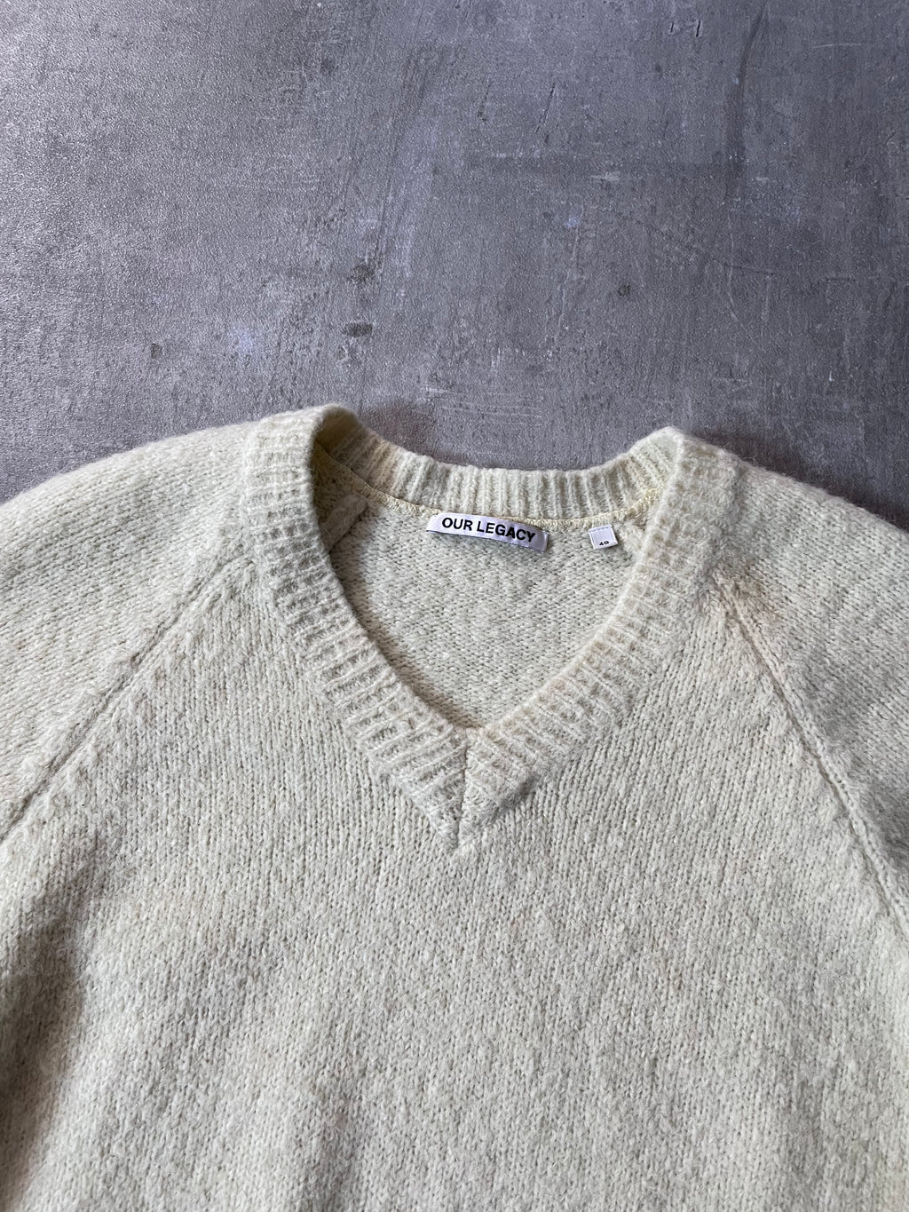 Our Legacy V-Neck Raglan Wool Alpaca Sweater Yellow Men - M