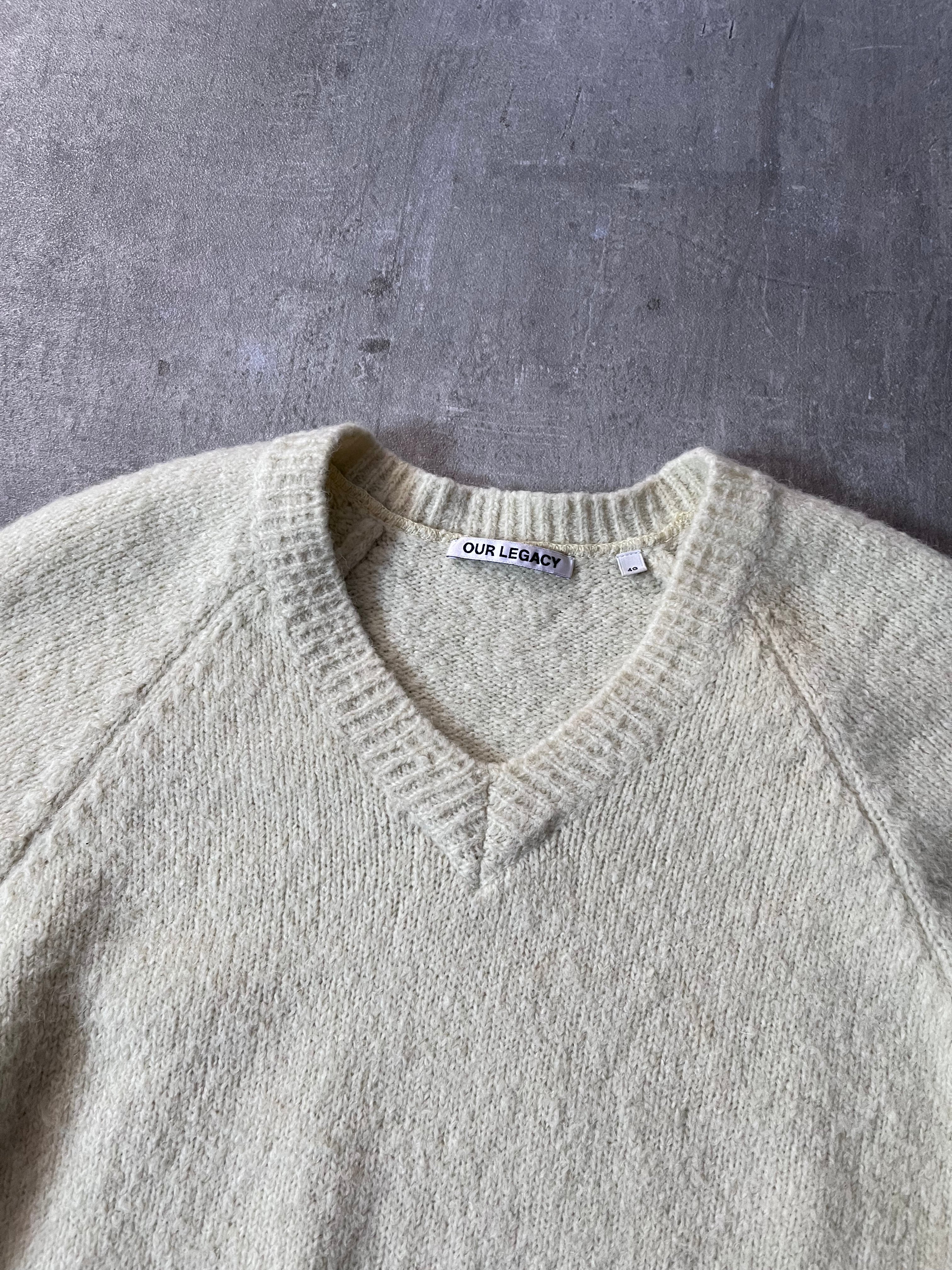 Our Legacy V-Neck Raglan Wool Alpaca Sweater Yellow Men - M