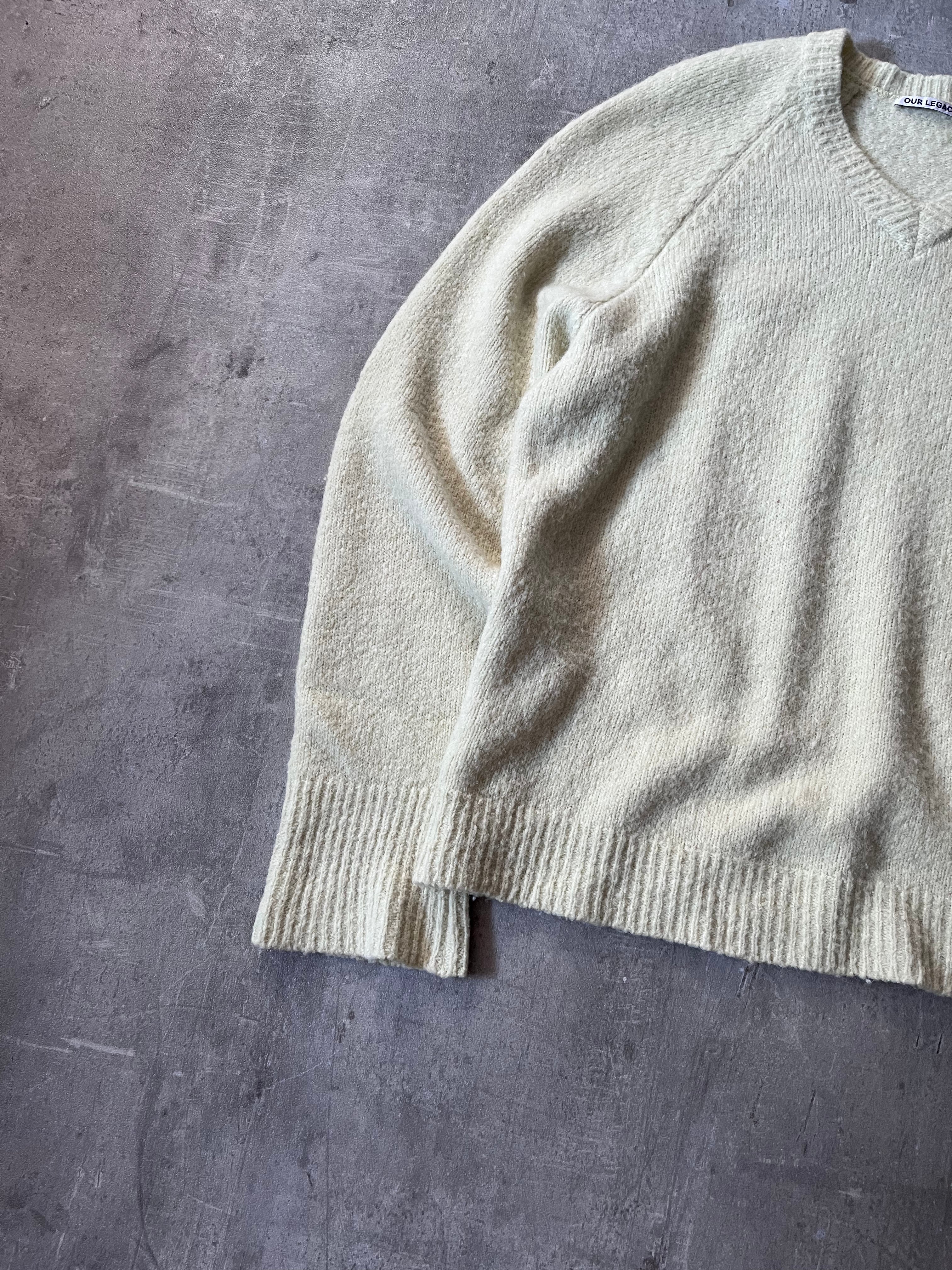 Our Legacy V-Neck Raglan Wool Alpaca Sweater Yellow Men - M