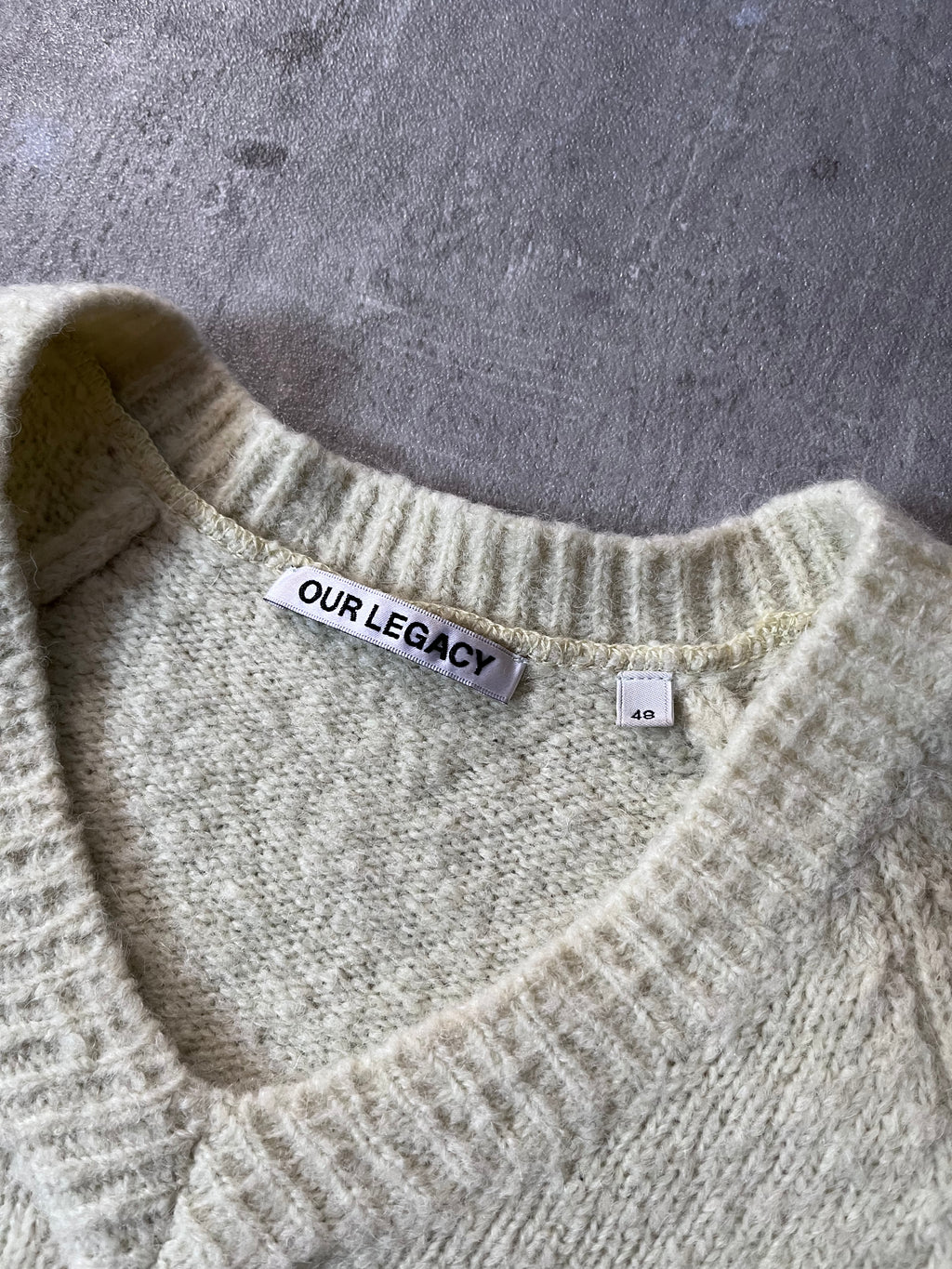 Our Legacy V-Neck Raglan Wool Alpaca Sweater Yellow Men - M