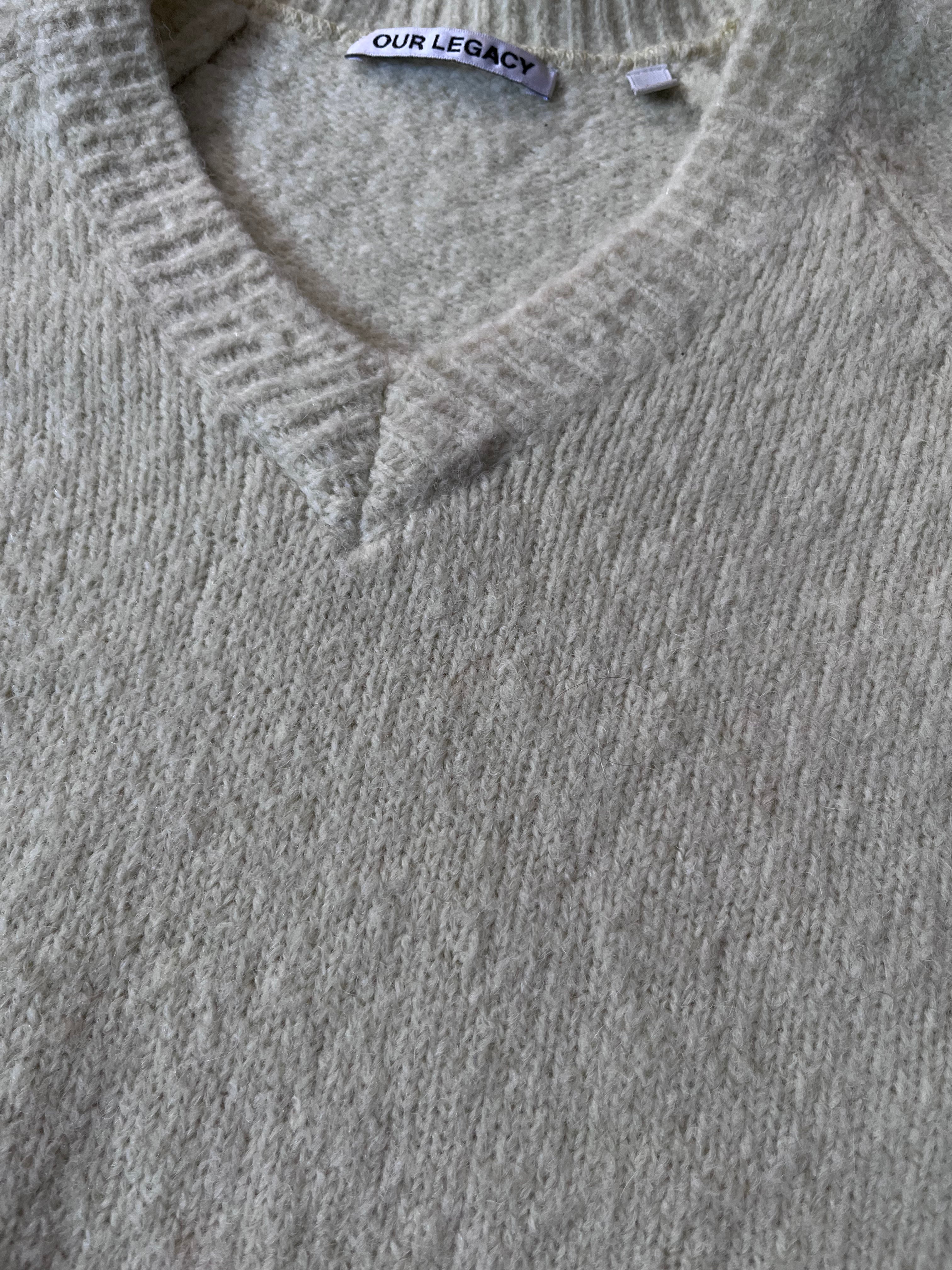 Our Legacy V-Neck Raglan Wool Alpaca Sweater Yellow Men - M