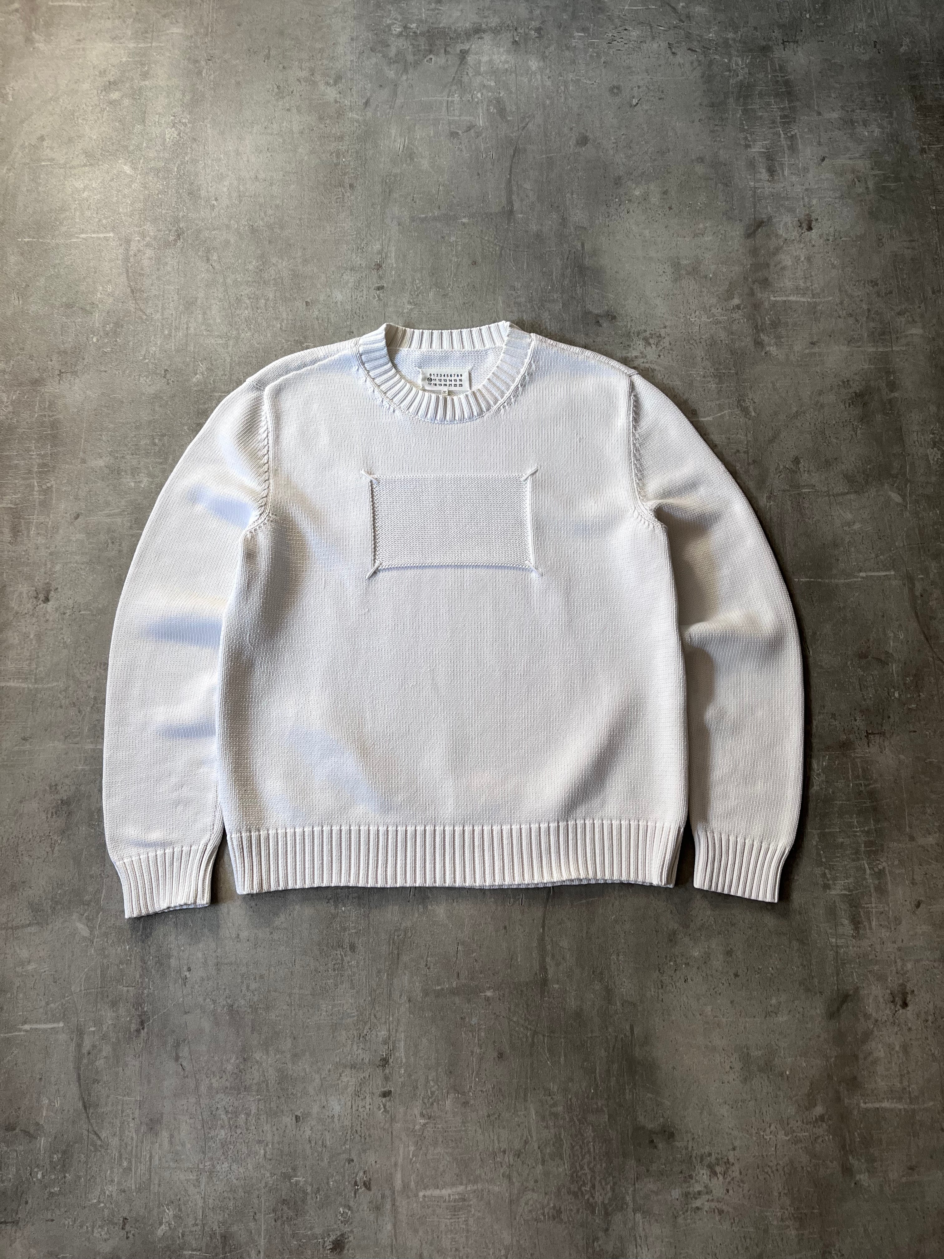 S/S 2020 Maison Margiela Embossed Tag Sweater White Men - L