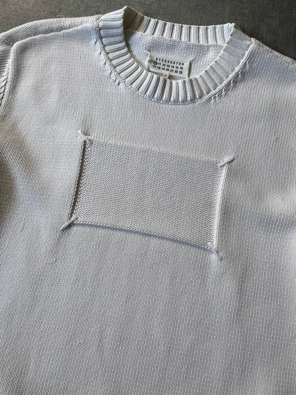 S/S 2020 Maison Margiela Embossed Tag Sweater White Men - L