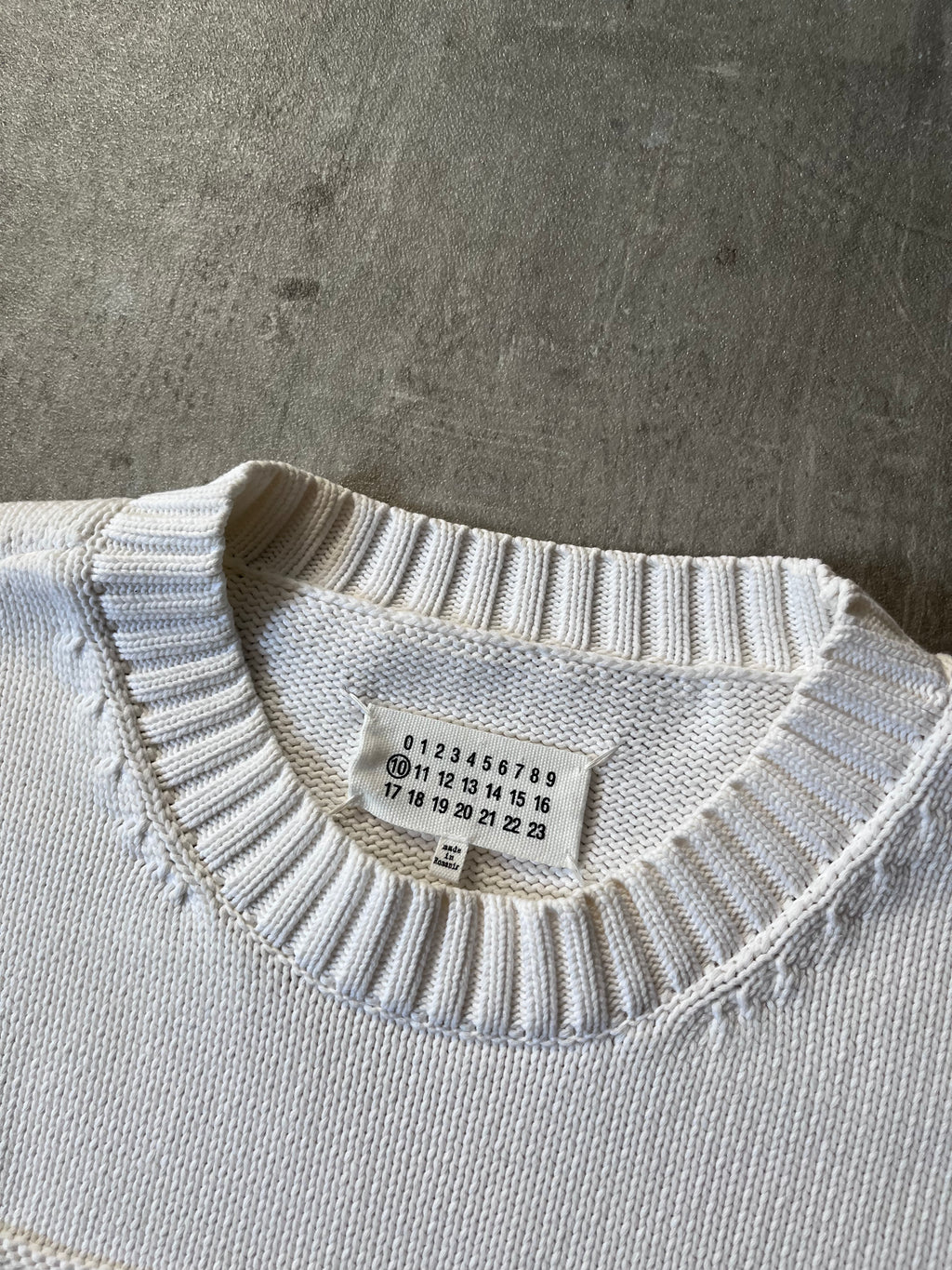 S/S 2020 Maison Margiela Embossed Tag Sweater White Men - L