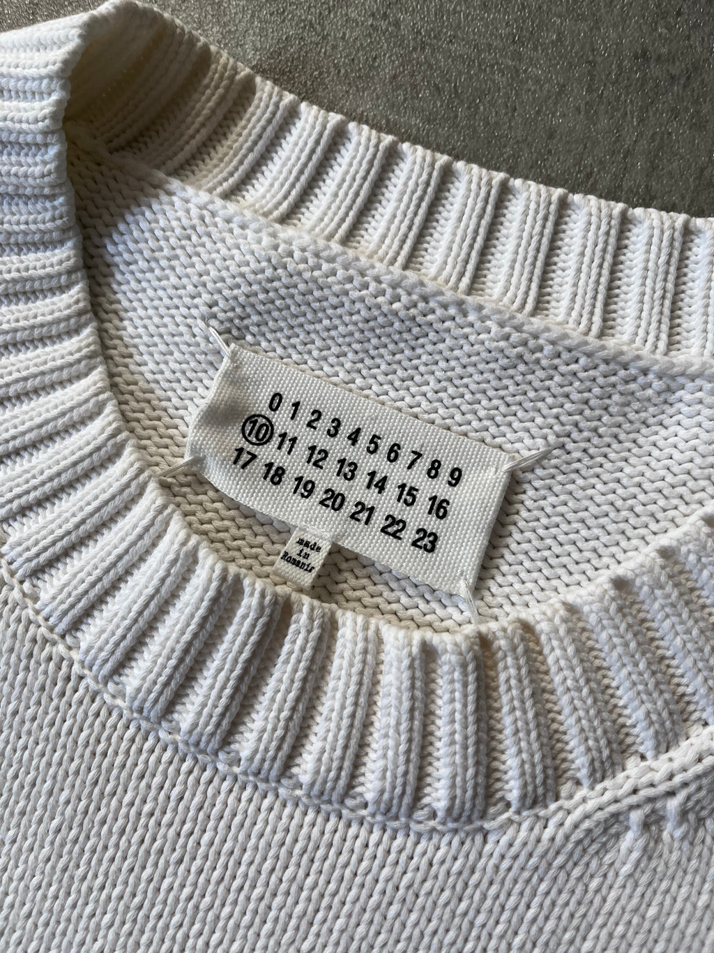 S/S 2020 Maison Margiela Embossed Tag Sweater White Men - L
