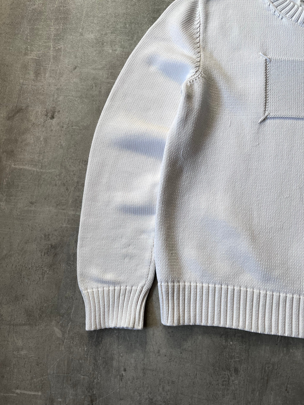 S/S 2020 Maison Margiela Embossed Tag Sweater White Men - L