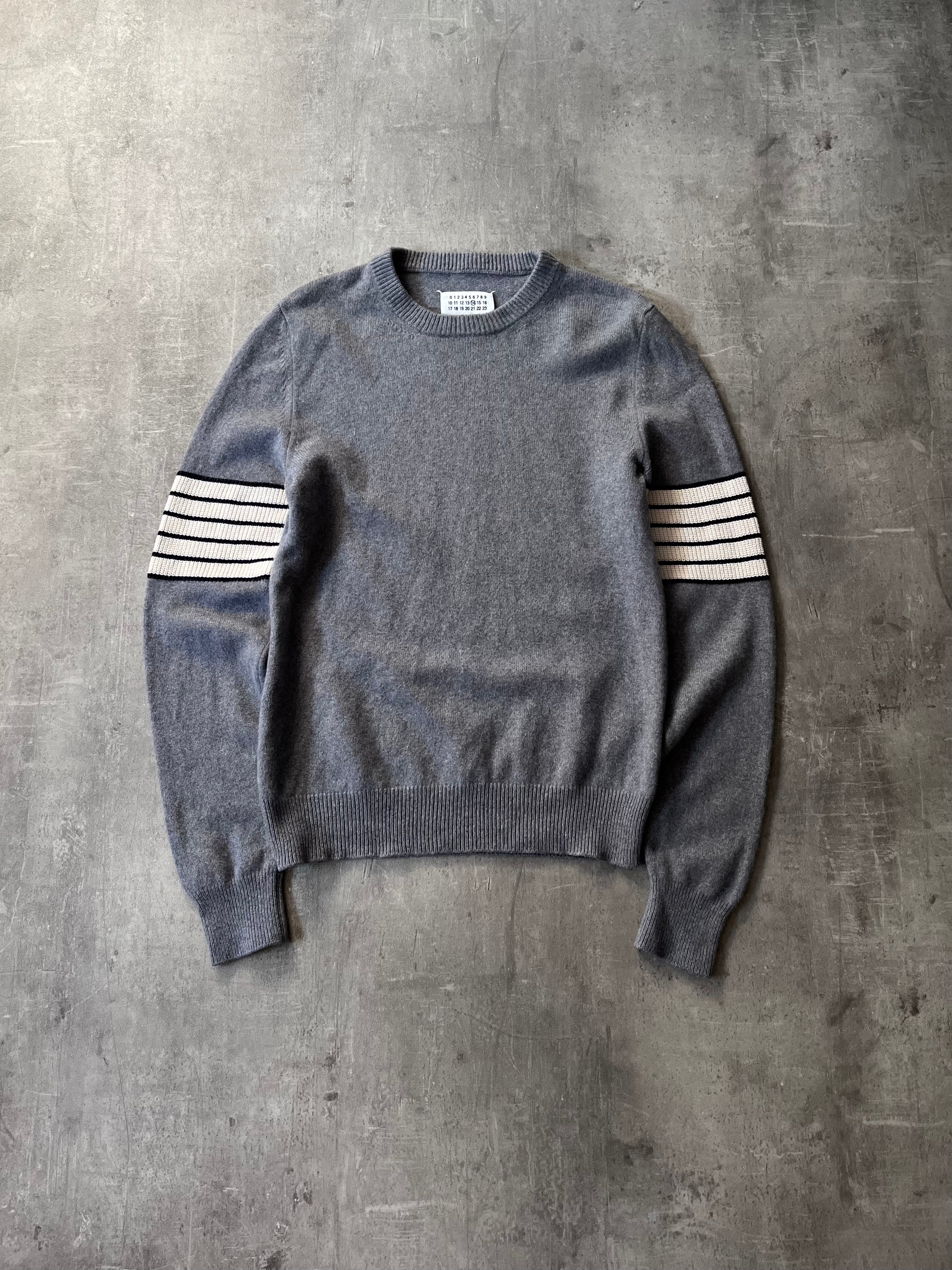 F/W 2020 Maison Margiela Striped Arm Cashmere Wool Sweater Grey Men - M