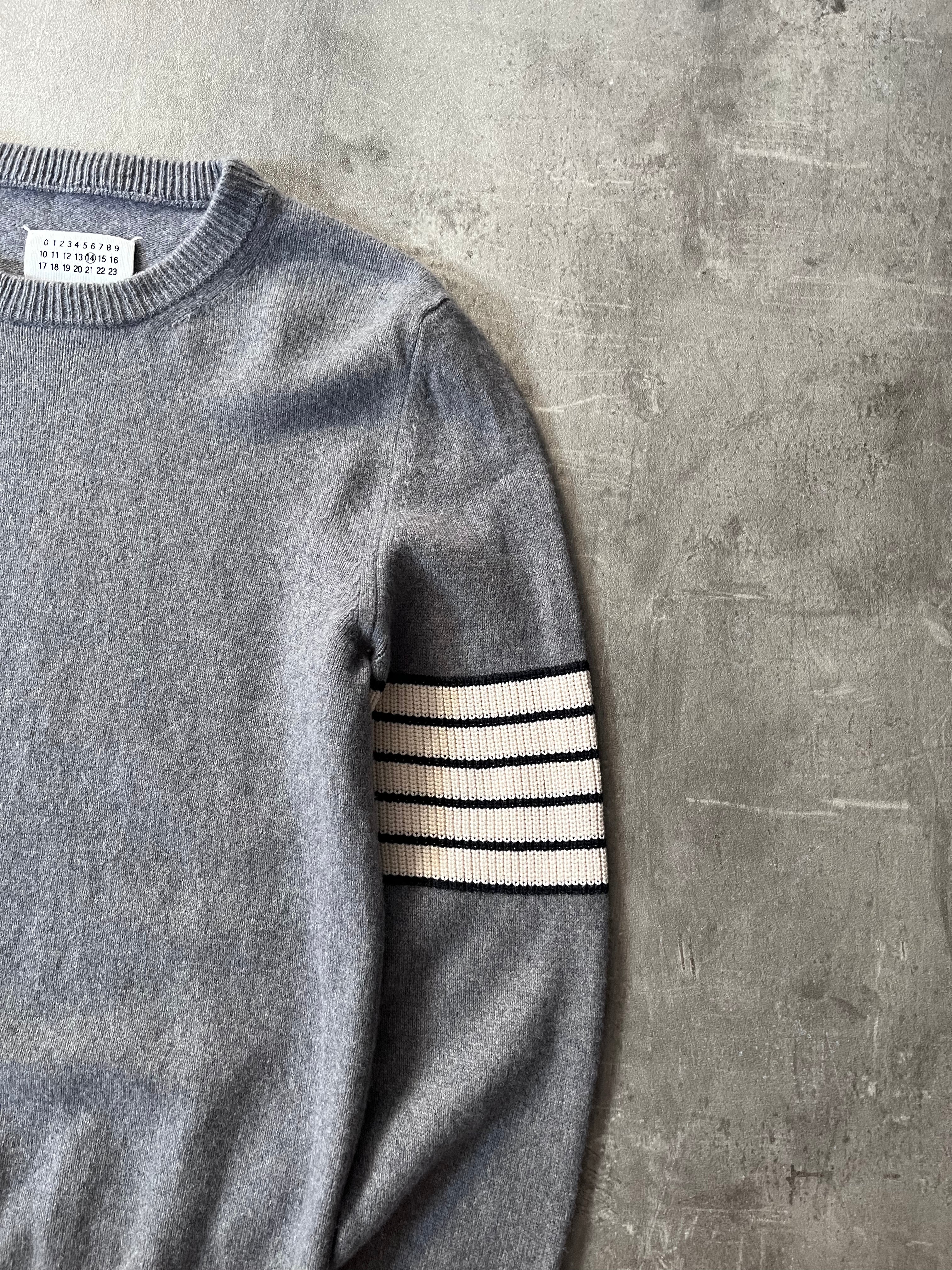 F/W 2020 Maison Margiela Striped Arm Cashmere Wool Sweater Grey Men - M