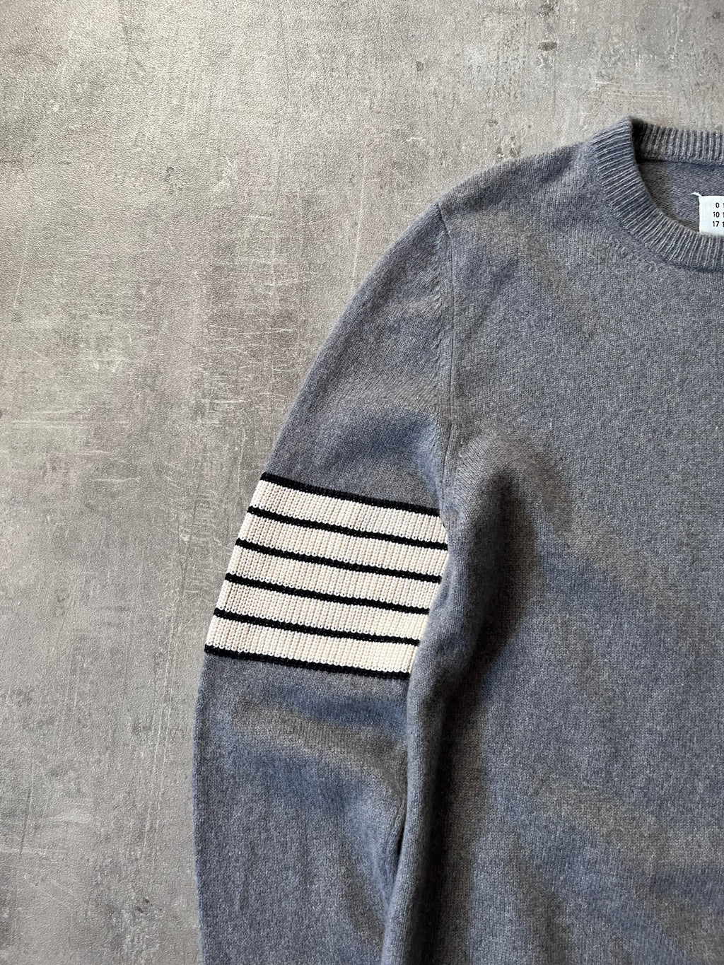 F/W 2020 Maison Margiela Striped Arm Cashmere Wool Sweater Grey Men - M