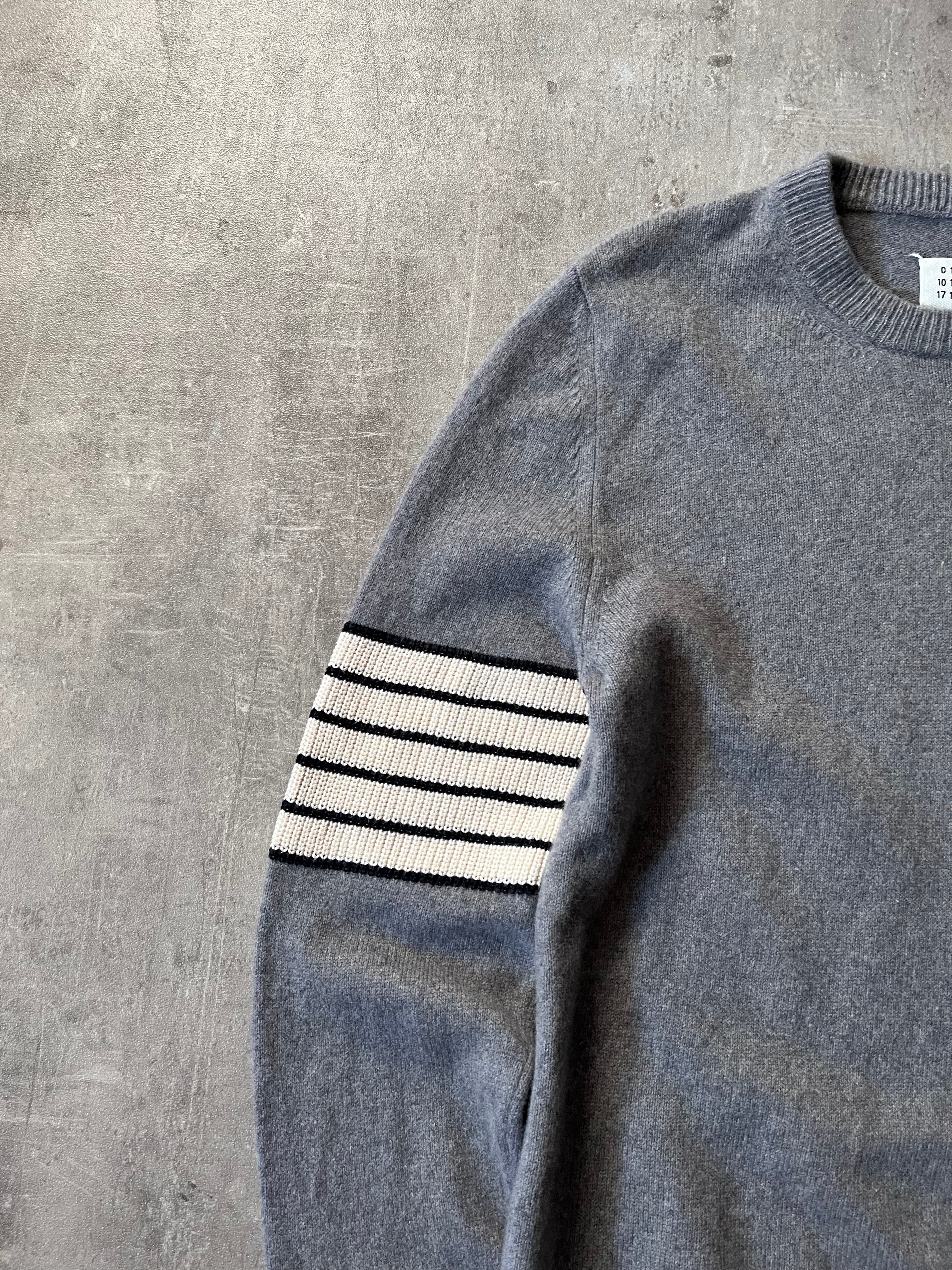 F/W 2020 Maison Margiela Striped Arm Cashmere Wool Sweater Grey Men - M