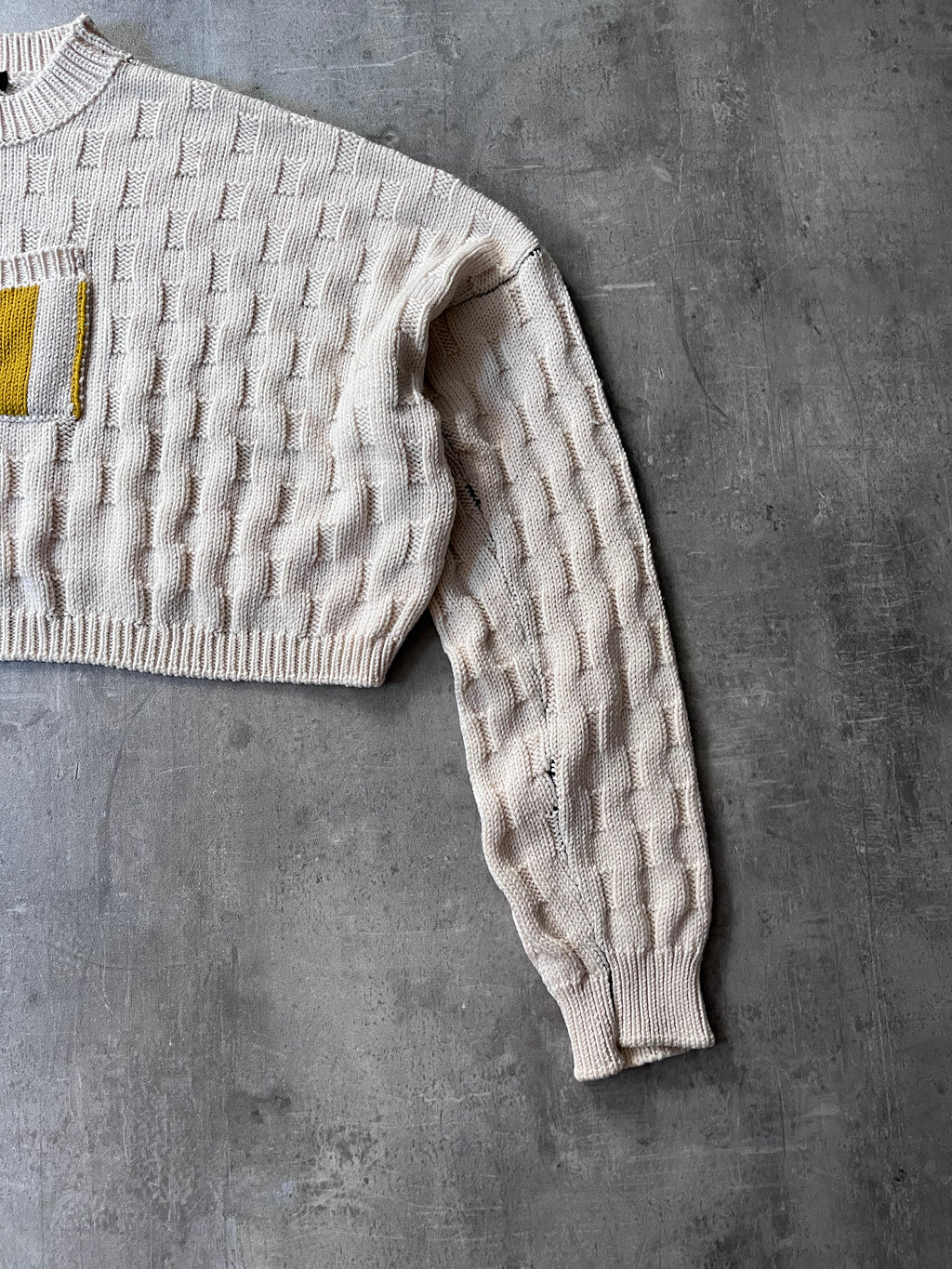 F/W 2017 Raf Simons Disturbed Asymmetrical Wool Sweater Beige Men - S