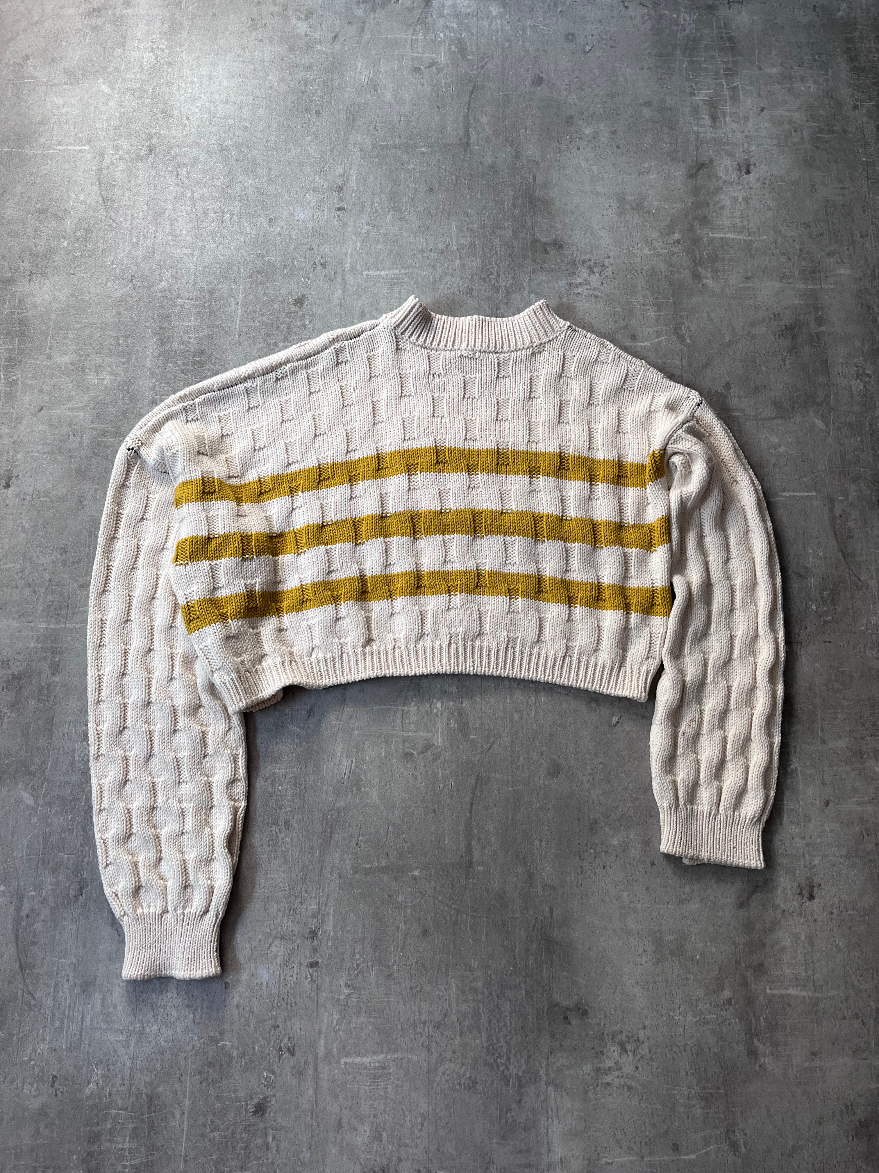 F/W 2017 Raf Simons Disturbed Asymmetrical Wool Sweater Beige Men - S