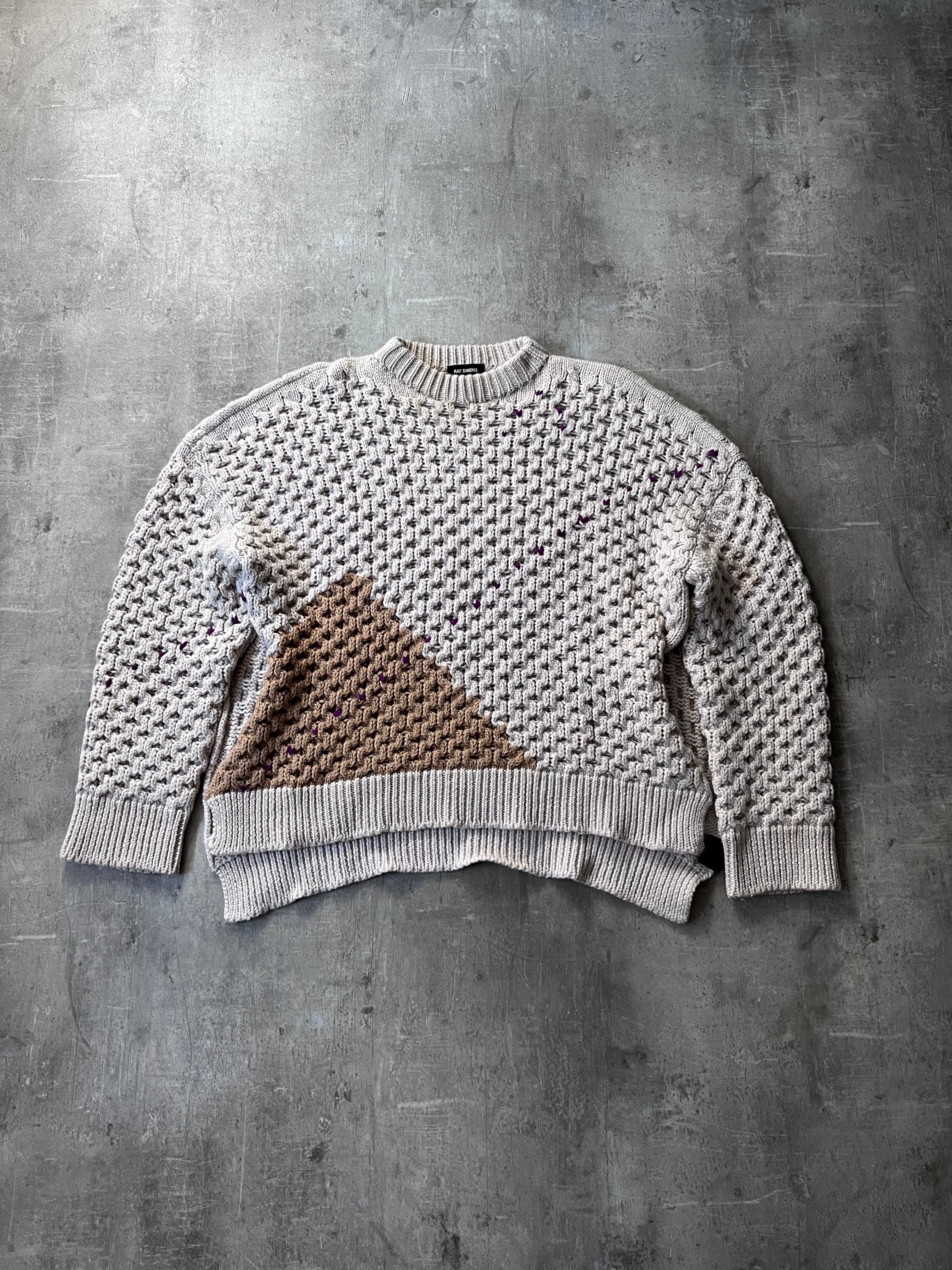 F/W 2018 Raf Simons Boxy Wool Sweater Beige Men - L