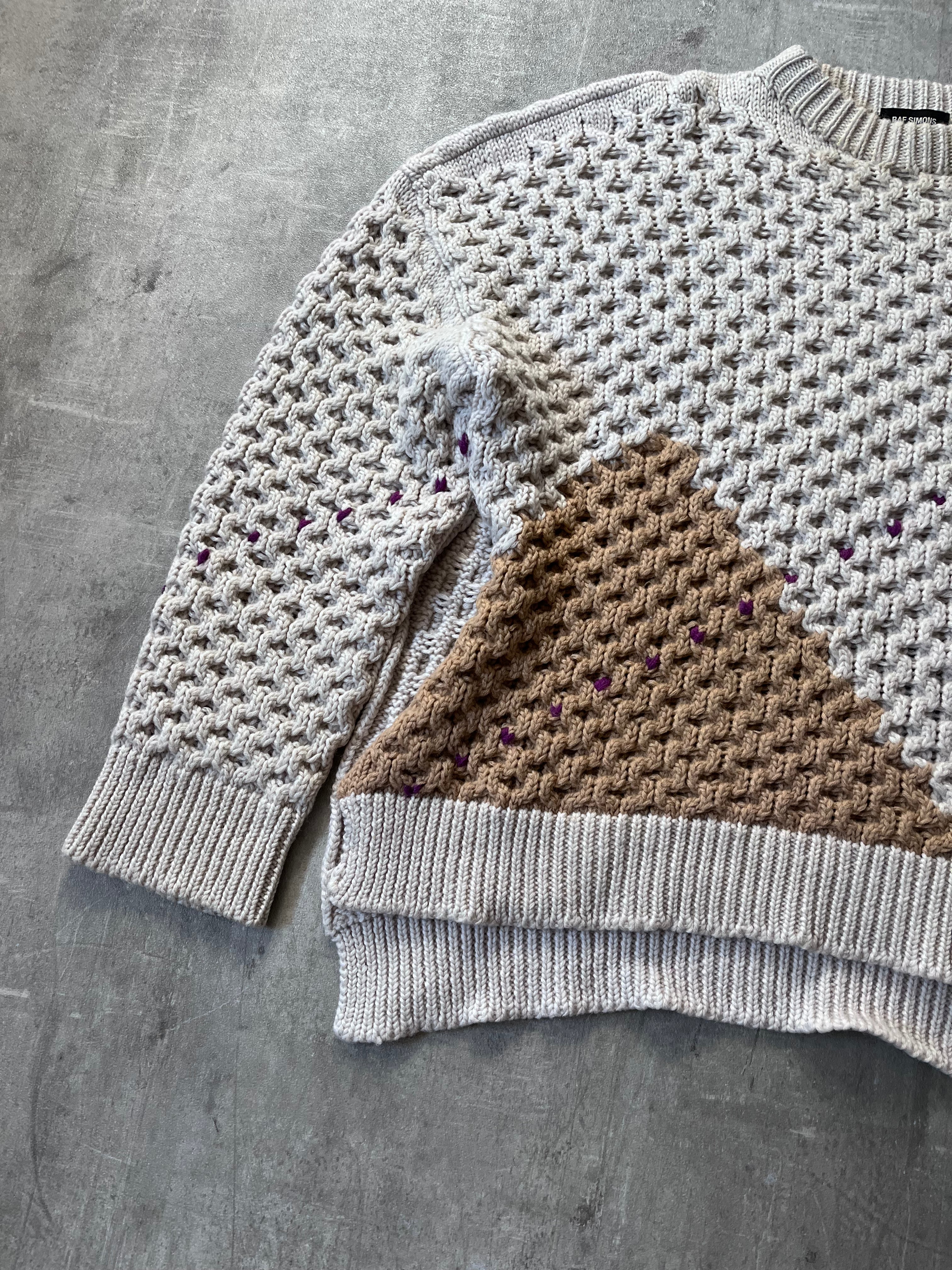F/W 2018 Raf Simons Boxy Wool Sweater Beige Men - L