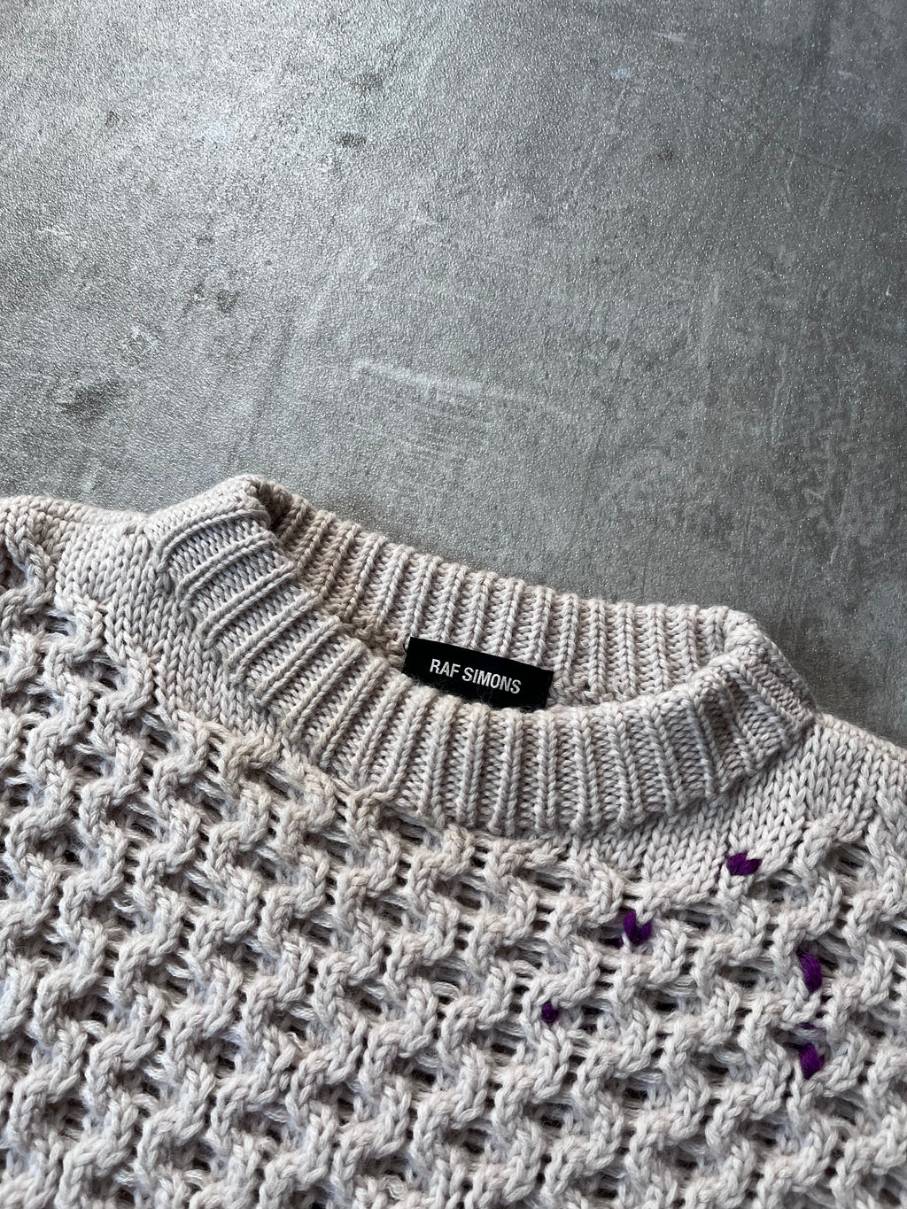 F/W 2018 Raf Simons Boxy Wool Sweater Beige Men - L