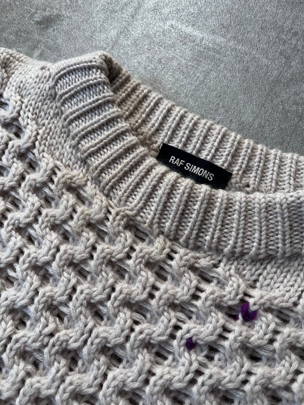 F/W 2018 Raf Simons Boxy Wool Sweater Beige Men - L