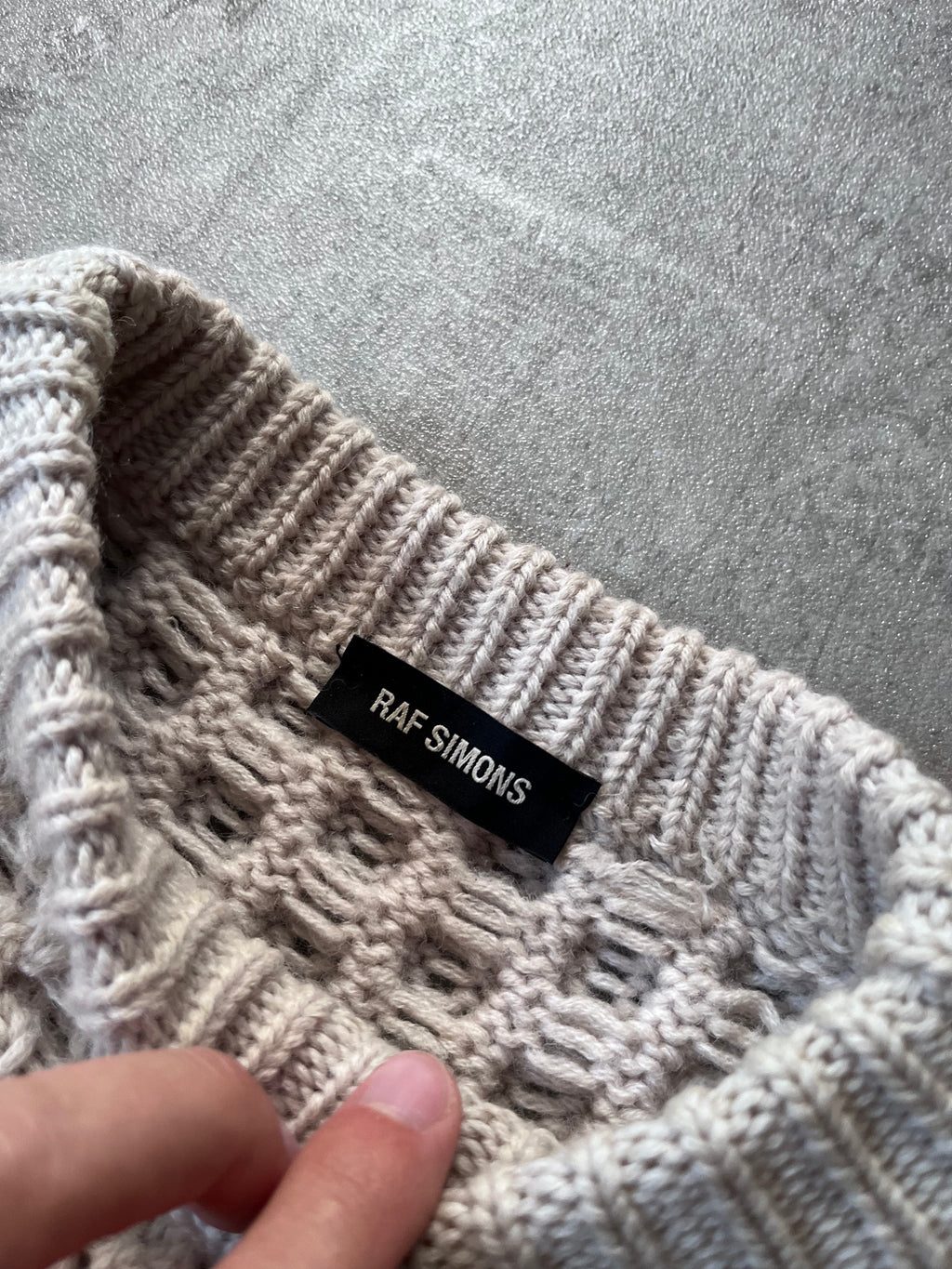 F/W 2018 Raf Simons Boxy Wool Sweater Beige Men - L